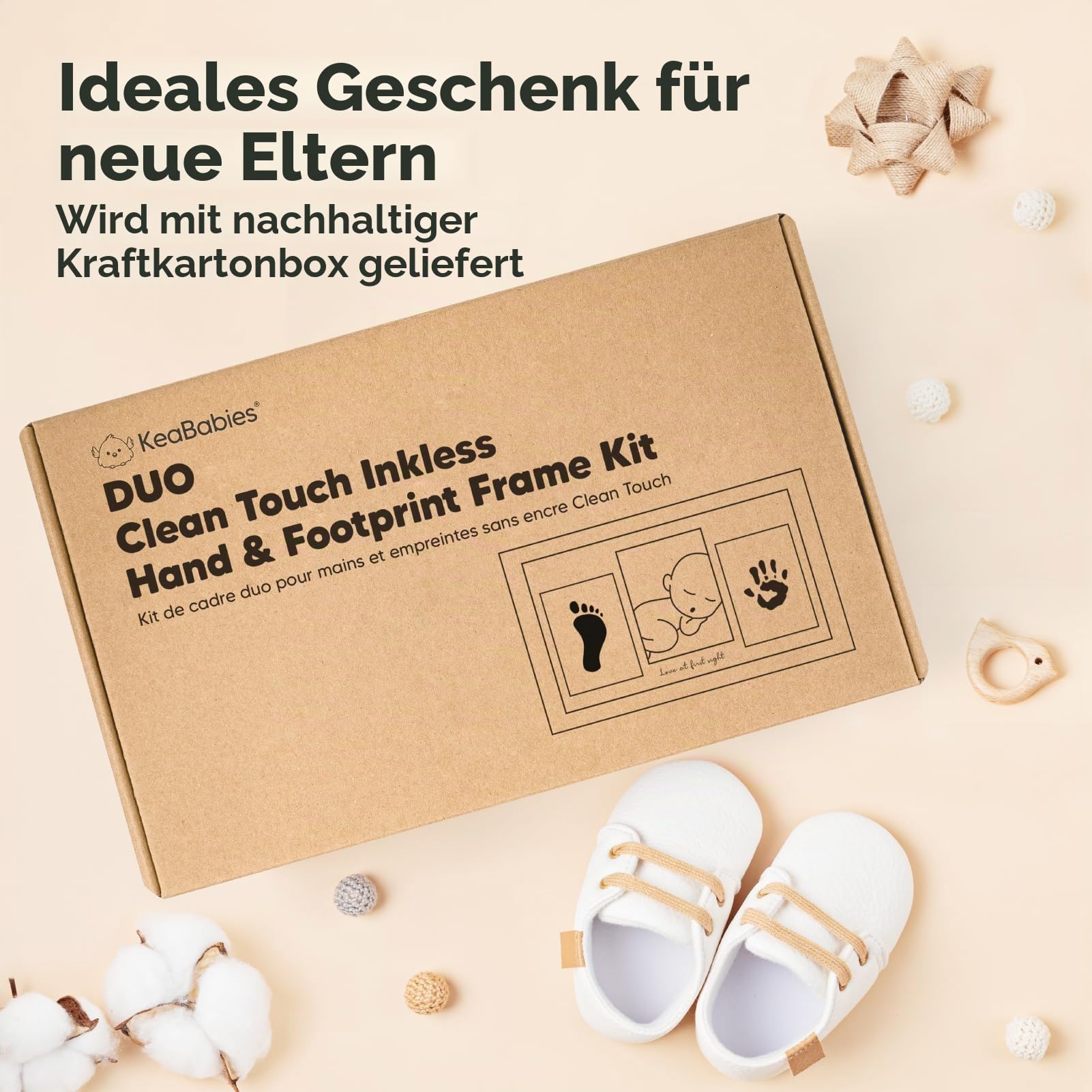 Tintenloses Baby Handabdruck und Fußabdruck set Junge, Mädchen, Neugeborenen-Andenken - No Mess Tintenauflage für Baby Abdruckset, Pfotendruck-Kit fur Dog, Personalisiertes Babygeschenke(Alpine White)