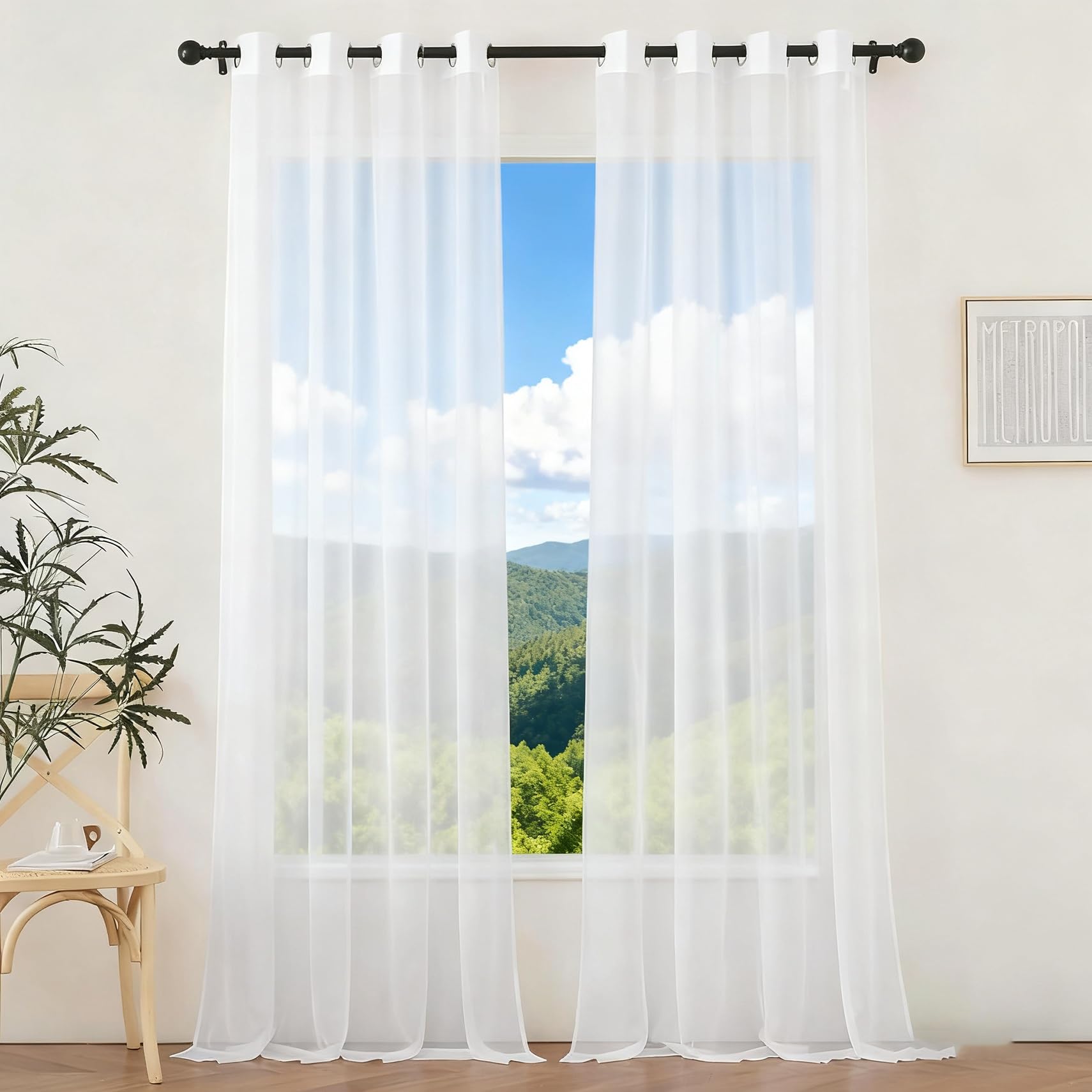 Rideau voilage blanc pour salon et chambre filtre lumière soleil