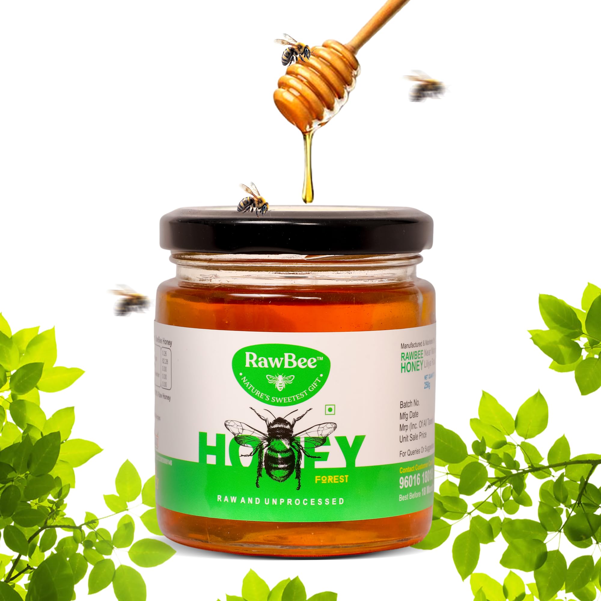 RAWBEE Honey 100% Pure Unprocessed Raw Organic Natural Honey 250 gm NABL Tested Wild Forest Honey Unpasteurized Unfiltered Zero Additives | Zero Added Sugar | For Stronger Immunity (Forest, 250gm) (B0CMTTJ5B2) Amazon Price History, Amazon Price Tracker