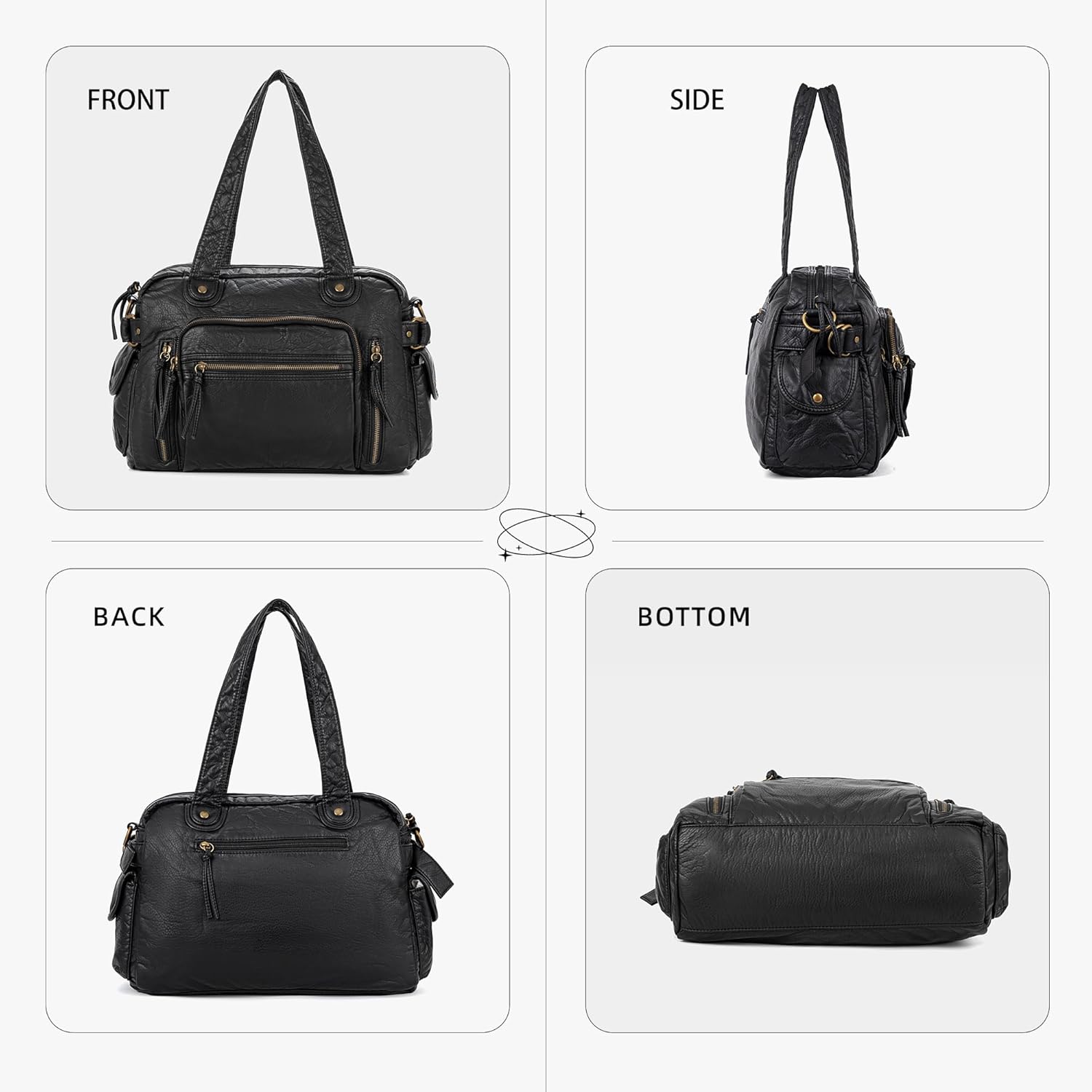 Soft Vegan Leather City Tote Bag for Women Vintage Hobo Handbag with Adjustable Strap Large Y2K Purse Slouchy Shoulder Bag - Image 5