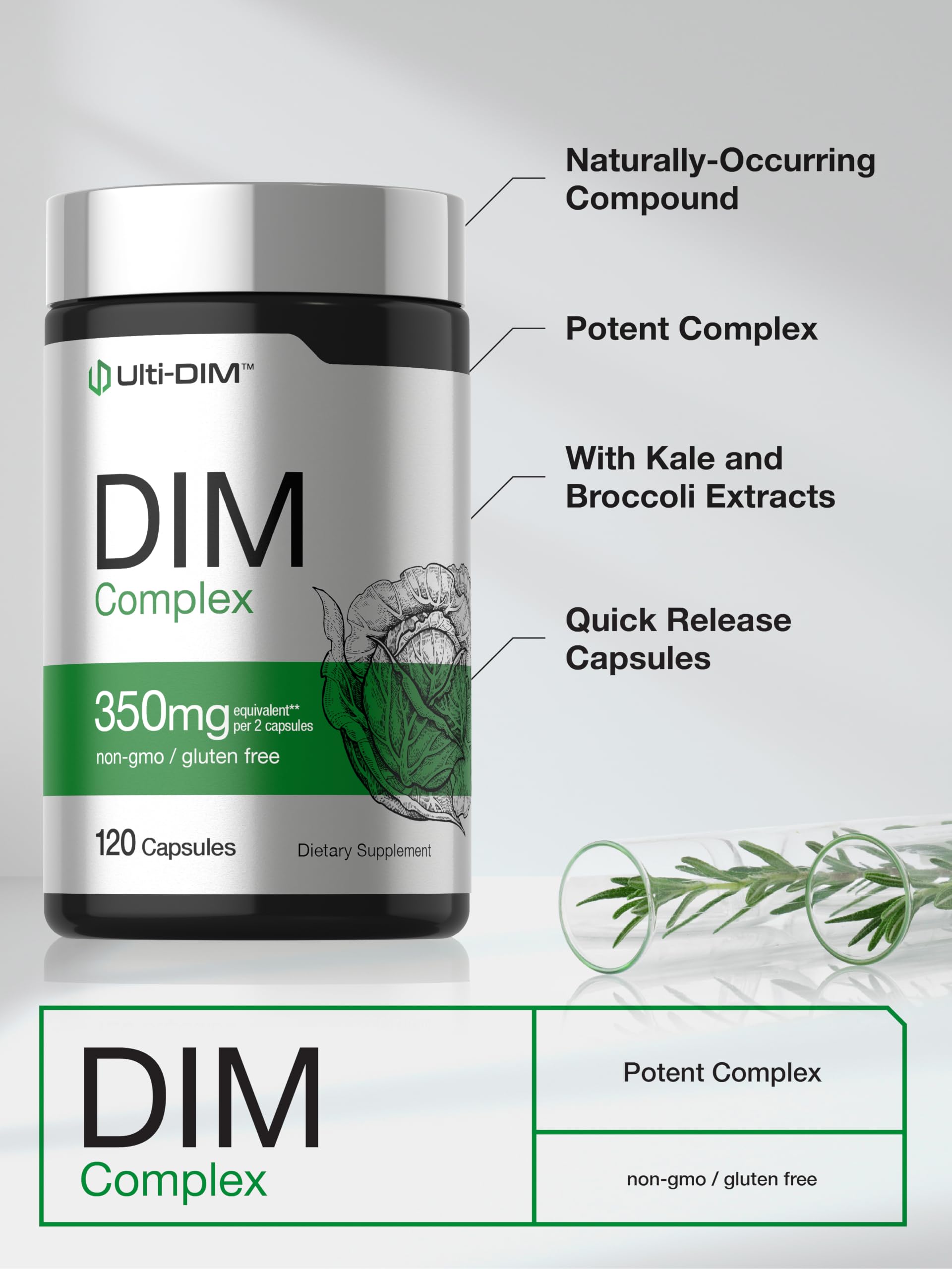 Horbäach DIM Supplement | 350mg Complex | for Women & Men | 120 Capsules — Amazon image 4