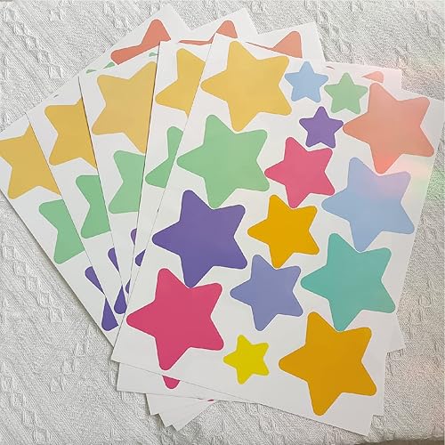 Miniatura 6 de Calcomanías de pared de estrellas coloridas para dormitorio de niños y niñas, calcomanías de pared de estrellas extraíbles de tamaño mixto para