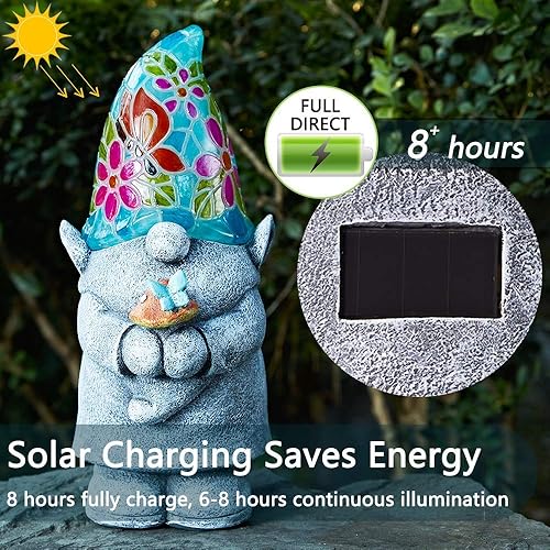 Miniatura 8 de Yiosax Decoración de jardín de Pascua al aire libre, gnomos luminosos más grandes con luces solares de Navidad, nudos divertidos para patio, césped,