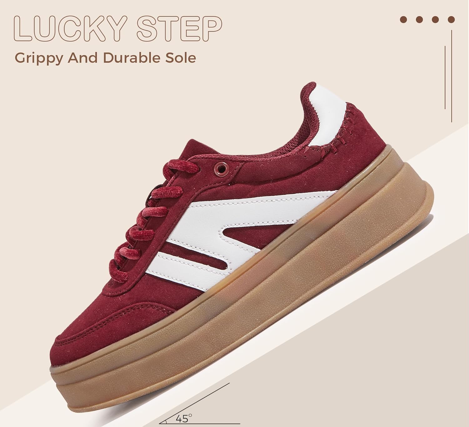 LUCKY STEP Women's Platform Retro Fashion Sneakers Classic Casual Gum Rubber Sole Skate Trainer Tennis Walking Shoes Thick Sole Trendy Footwear - Image 7