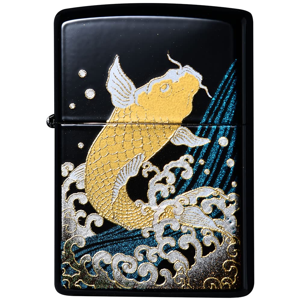 ZIPPO】本金蒔絵 鯉 ゴールド塗装3面蒔絵