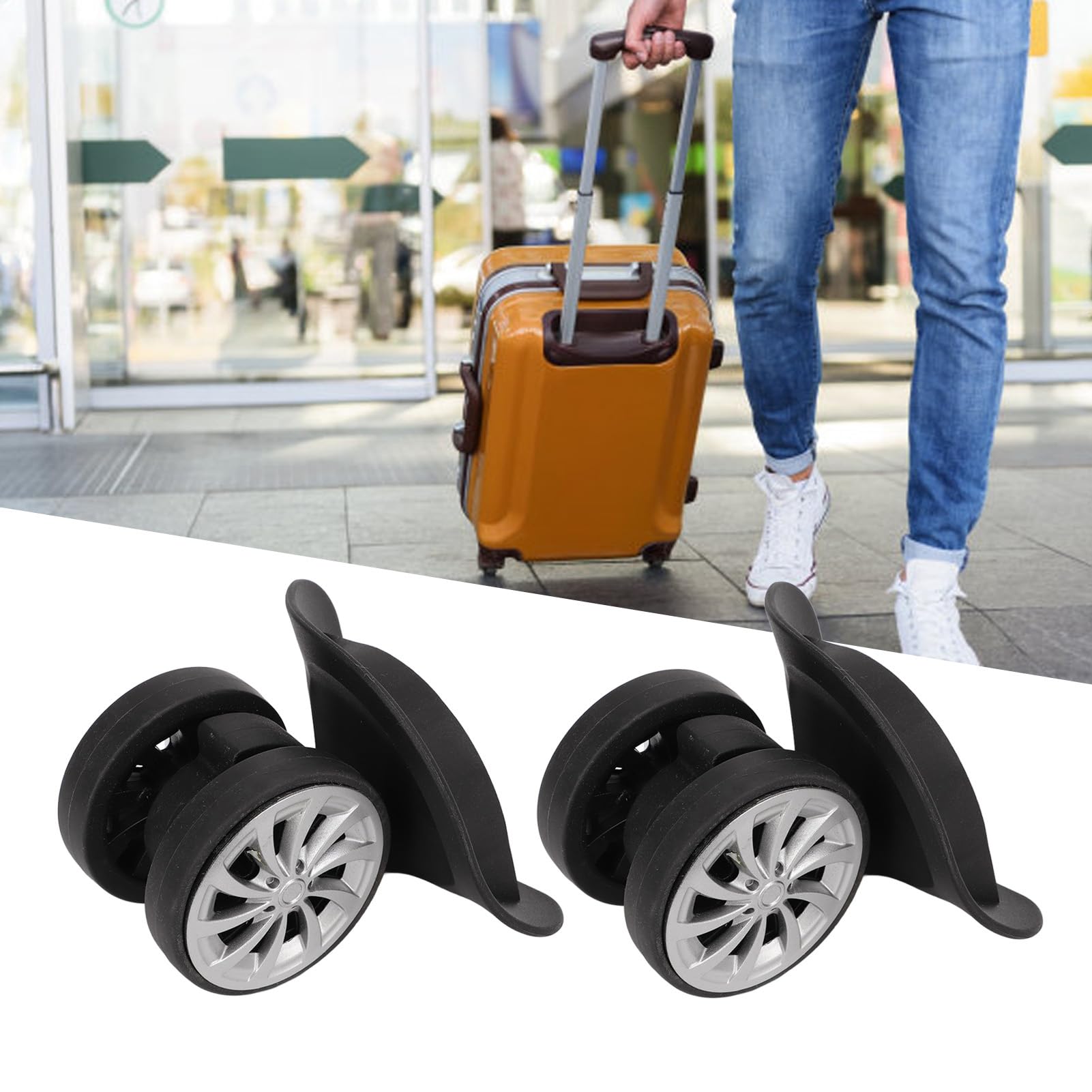 RiToEasysports Ruote per Bagagli da 2 Pezzi, Ruote per Bagagli in PVC di Ricambio a Doppio Cuscinetto a Rullo Singolo ruote ricambio valigia per i bagagli