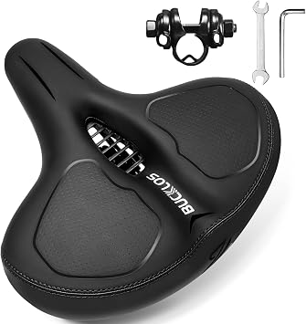 BUCKLOS Wide Bike Seat for Men Women Ebike Seats Comfort Extra Large Comfortable Bicycle Seats Saddle for Ebike/Crusier/Exercise/Peloton Bike