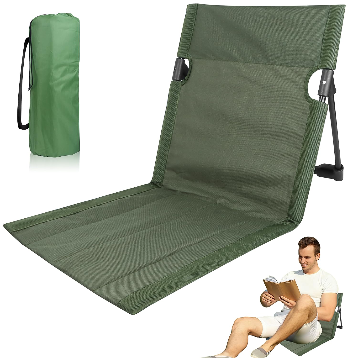 Chaise de Plage Tapis de Plage avec Dossier Chaise Portable Dossier Plages Siège Camping Pliable Coussin de Chaises Pliant pour Camping pour la Randonnée Les Vacances la Plages