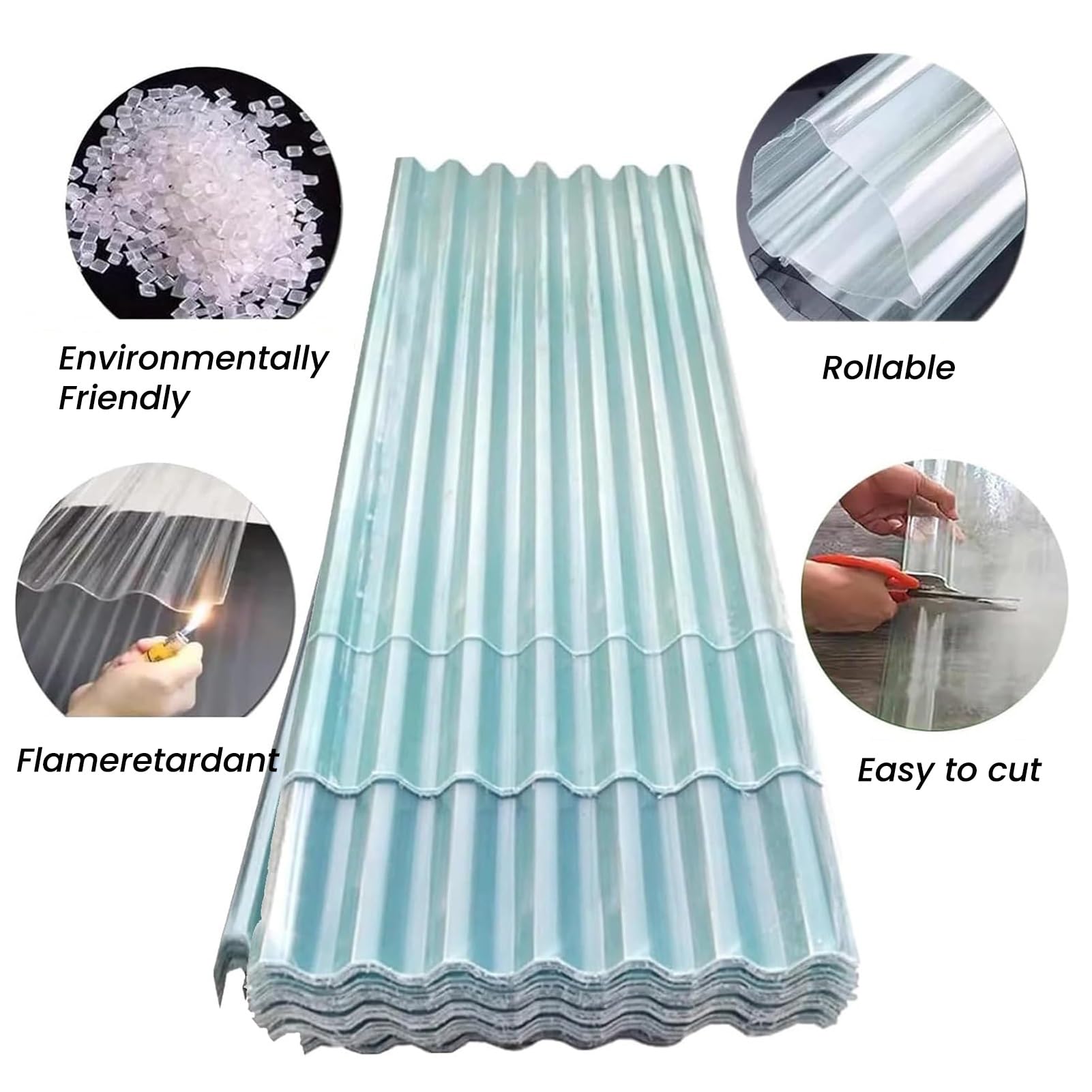 Planchas De Policarbonato for Tejados, Corrugado Lámina for Techos Transparentes for Invernaderos, Paneles Aislantes for Tejados(4 PCS,0.9x1m/2.95x3.28ft)