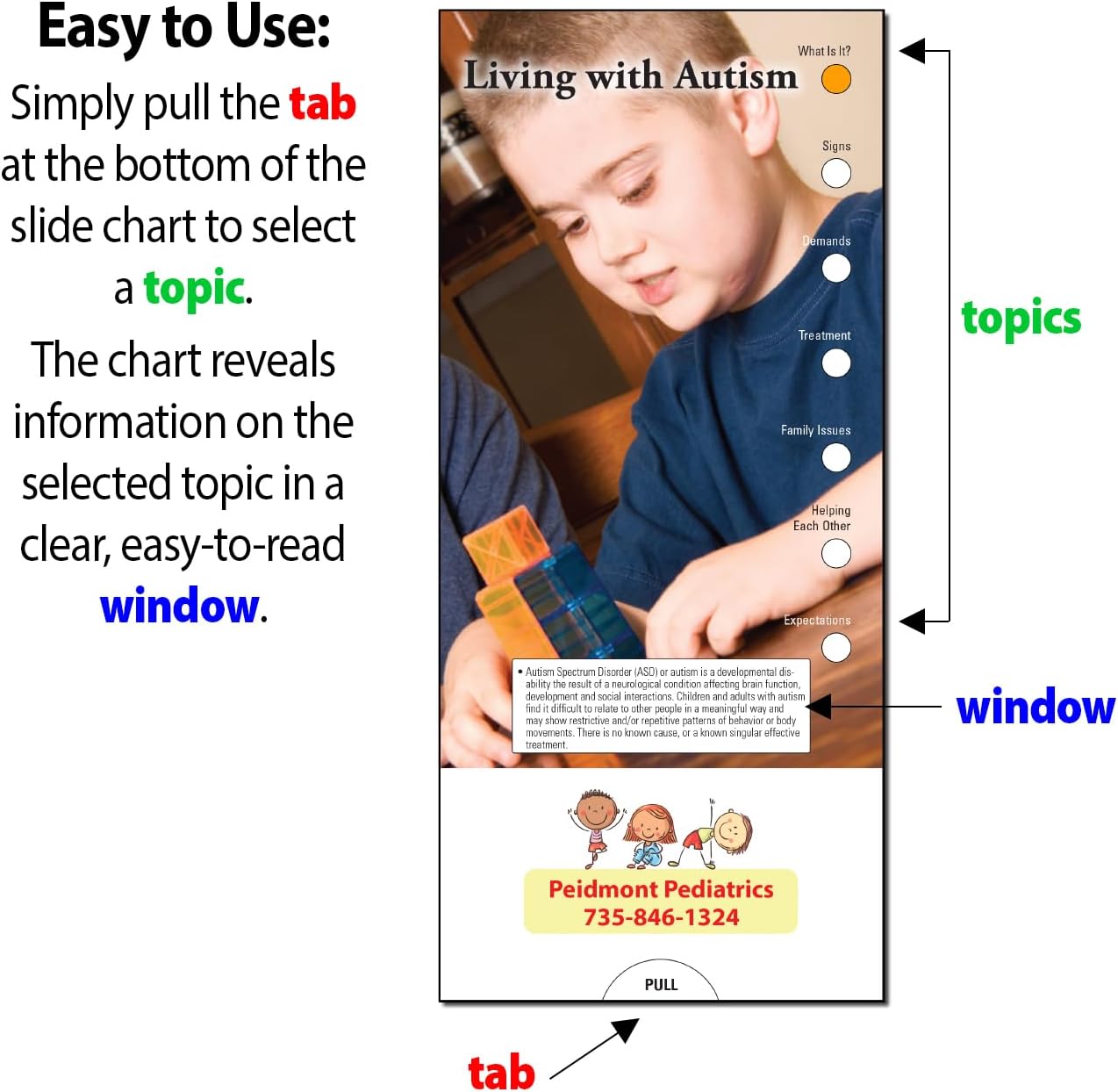 ZOCO – Living with Autism Slide Charts – Pack of 250 – Custom Logo & Text – Caregiver & Patient Education Handouts for Pediatric, Therapy & Clinic Outreach – 3.75 x 8.5 Inchess