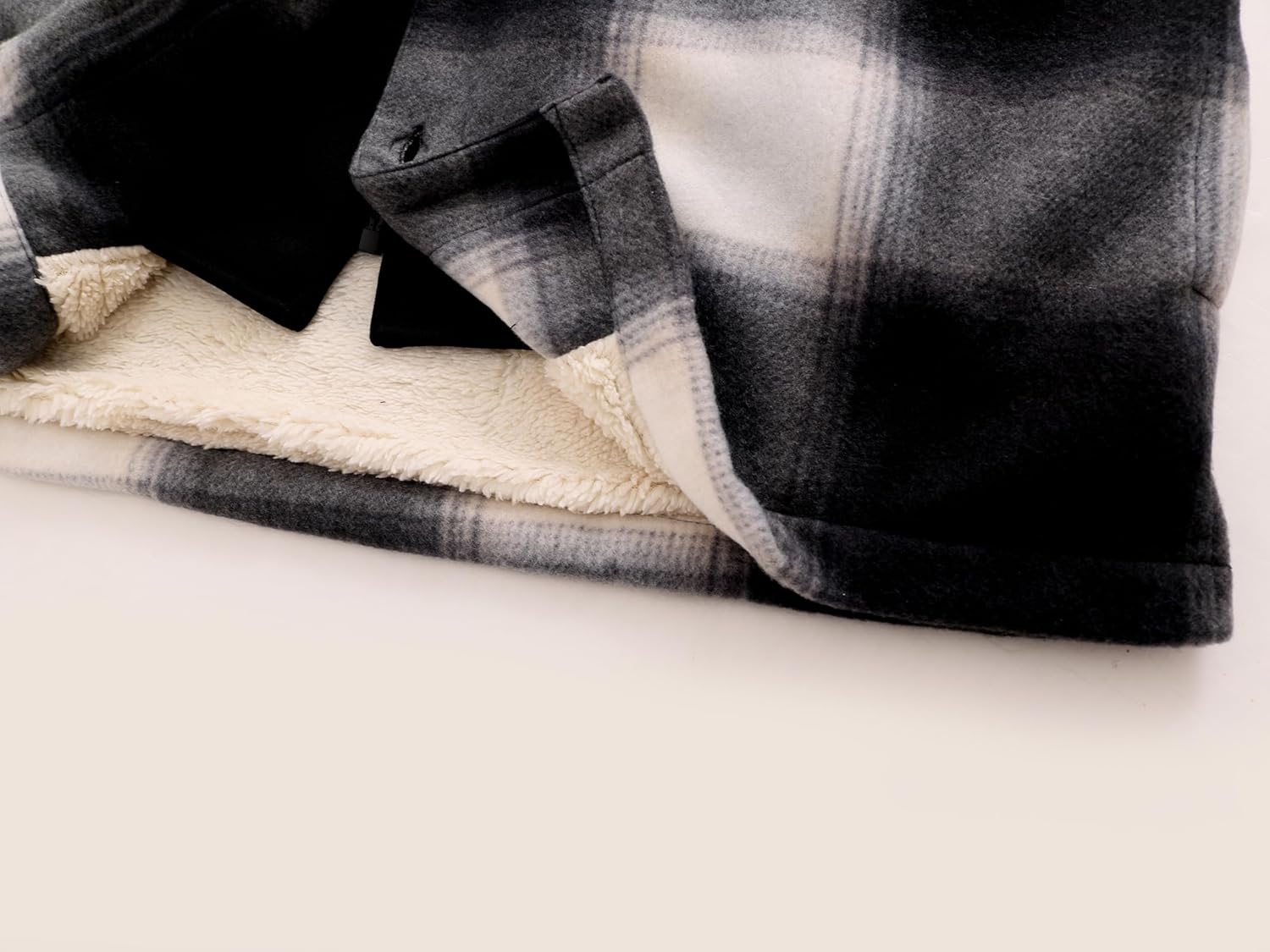 Facitisu Hoodies for Men Sherpa Lined Heavyweight Flannel Jackets Fleece Plaid Winter Warm Coats - Image 8