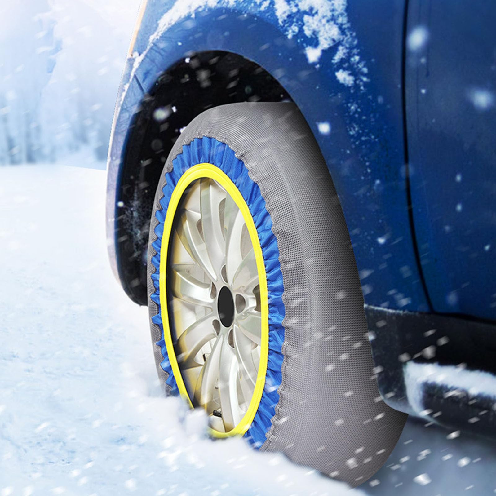 2 Stück Autoreifen Schneesocken Hohe Traktion Reifen Socken Alternative für Kette Winter Auto Zubehör Fahrhilfe