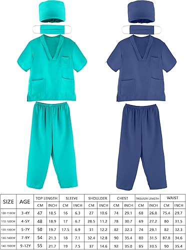 Miniatura 2 de Puteraya Juego de 2 conjuntos de disfraz de médico para cirugía, enfermera, uniforme para niños y niñas, fiesta de disfraces, Halloween, cosplay