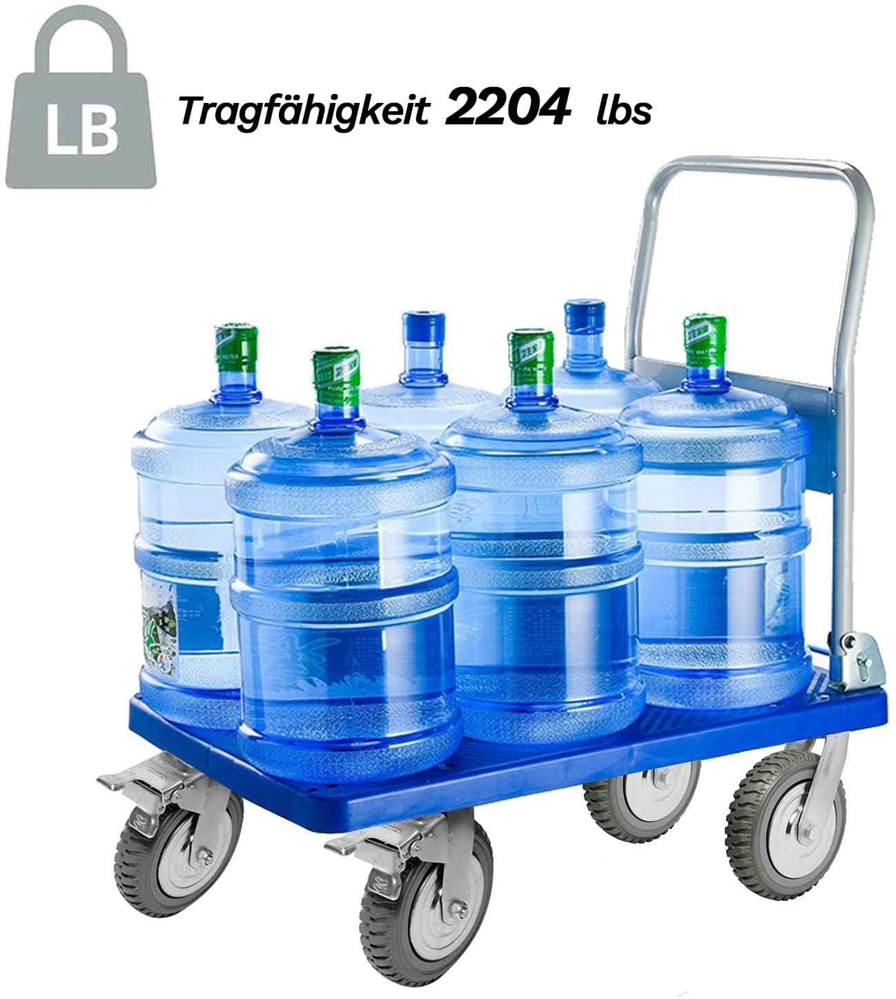 4 Stück Schwerlastrollen Plattenrollen, 200mm Lenkrollen mit Bremse,360° Drehbar Transportrollen Rollen Schwerlast Lenkrollen Möbelrollen Tragkraft 1000KG(2 Lenkrollen + 2 Bremsrollen)