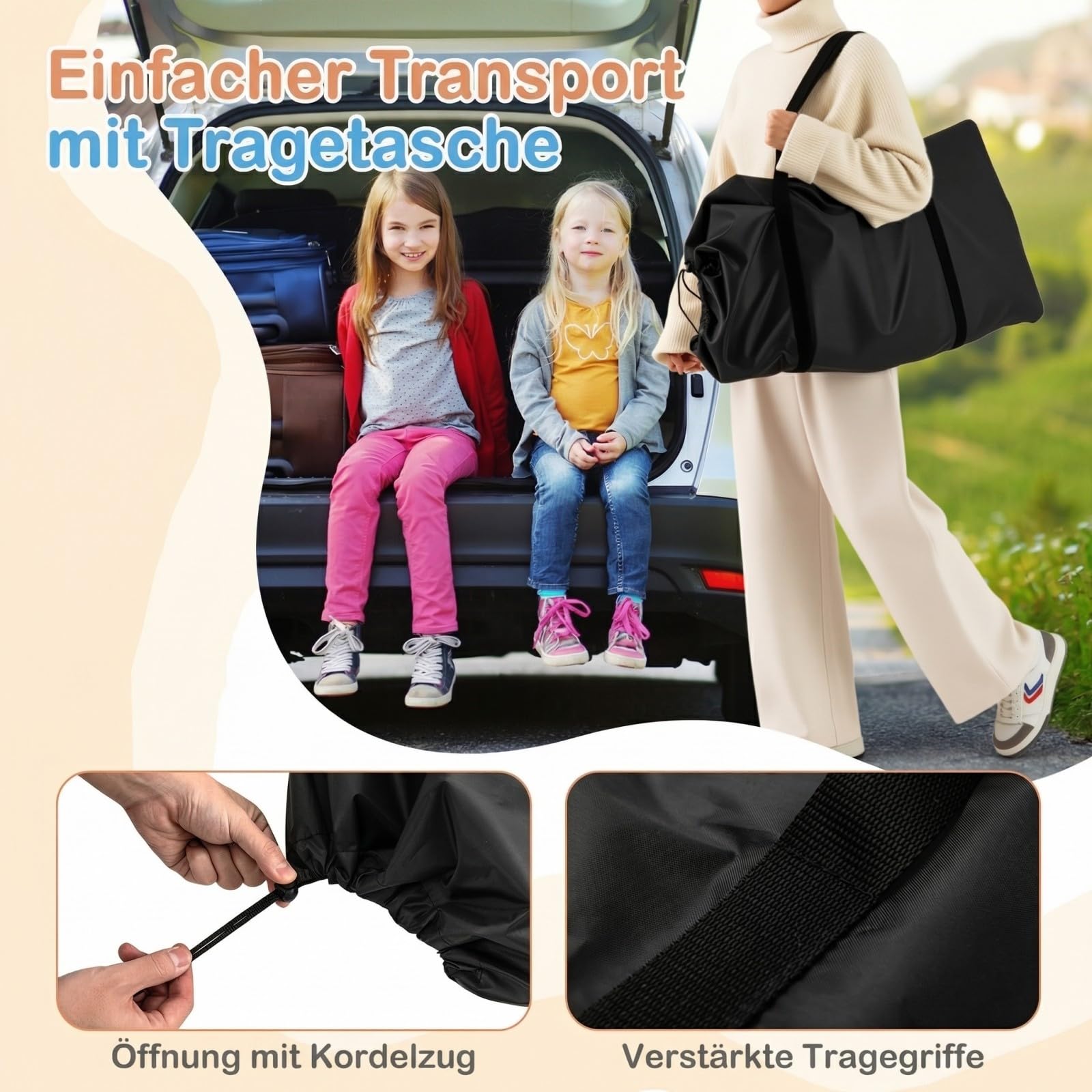 COSTWAY Trampolina dla dzieci o średnicy 90 cm, składana, z oświetleniem LED, z uchwytem i torbą do przenoszenia, mała trampolina ogrodowa, dla dzieci od 3 lat (ciemnoniebieska)