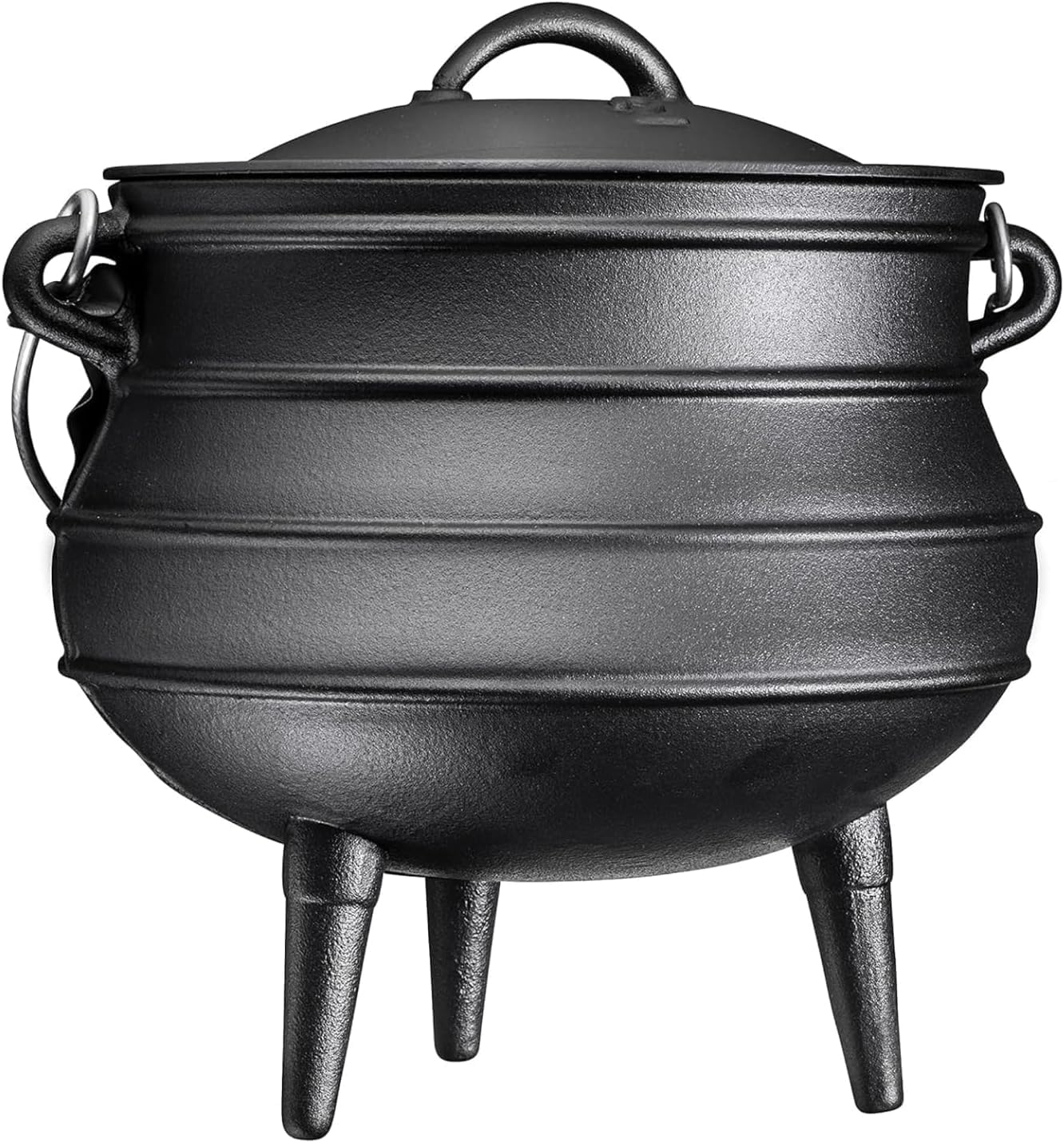 Bruntmor 8-Quart Pre-Seasoned Cast Iron Cauldron - African Potjie Pot with Lid - 3-Legged Pot for Even Heat Distribution - Outdoor Cast Iron Dutch Oven Cookware for Campfire Cooking and Boiling