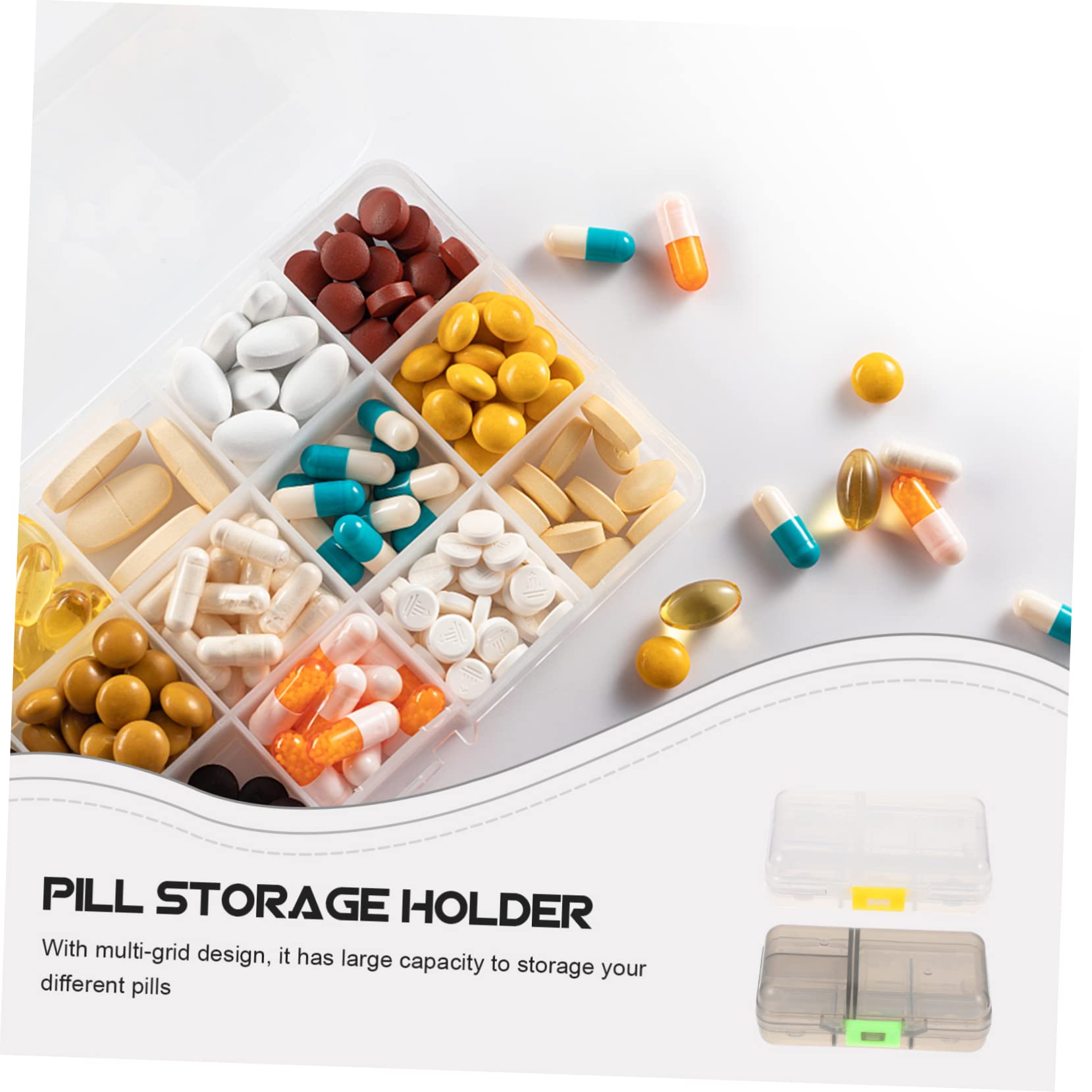 Healvian 4pezzi Portapillole Portatile Organizer Medicina Compatto e Leggero Separatore Giornaliero Per Viaggi Design Trasparente e Scomparti Per Dose Settimanale e Uso Quotidiano