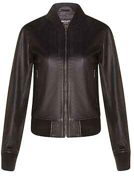 Ladies Black Leather Bomber Jacket Genuine Leather MA-1