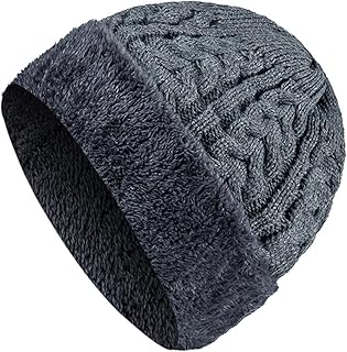 WTfbeusd Men's hats Men's and women's winter hats lining cuffed hats wool beanie hats men's warm thick knitted hats (Colour Name : 4, Size Name : One size)