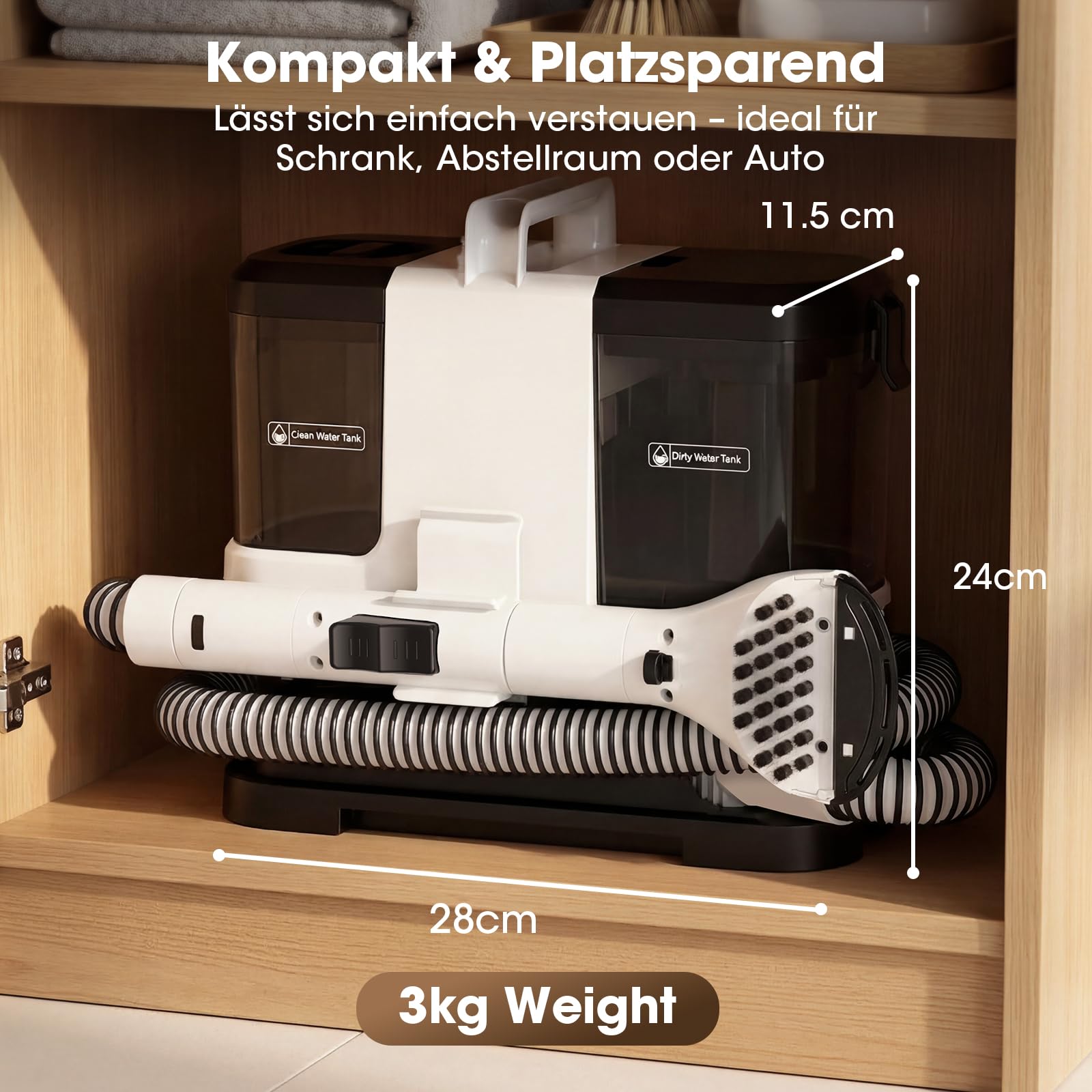 Lubluelu Nasssauger Polsterreiniger Gerät 600 W 15 kPa, kompakter Teppichreiniger & Fleckenreiniger mit starker Saugleistung für Sofa, Teppich & Auto, tragbar und leicht, Tiefenreinigung