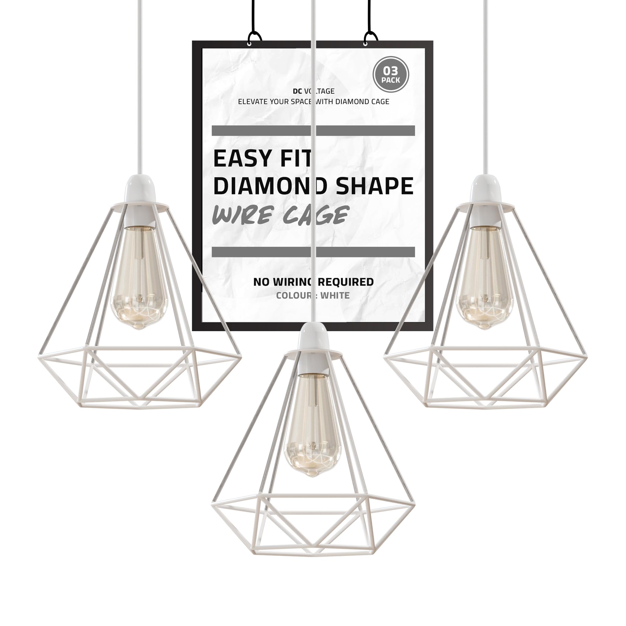 DC Voltage 3 Pack Ceiling Light Wire Basket Metal Basket Pendant Lighting Ceiling Light Shade lamp Shades Ceiling for Indoor Pendant Lights Ceiling Fitting Light fixtures