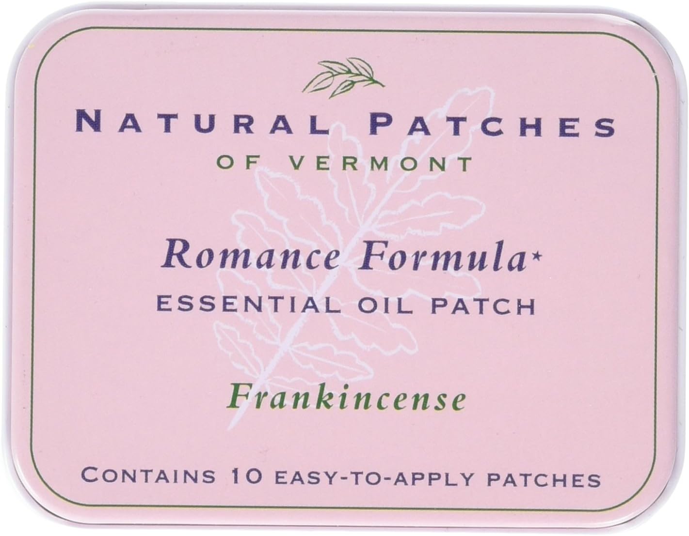 Natural Patches of Vermont Romance Formula Essential Oil Body Patches, Frankincense, 10-Count Tin