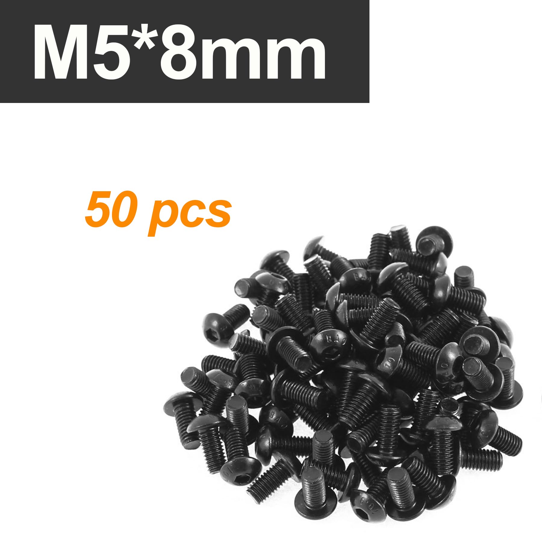 LEPEVNEY M5 x 8mm Alloy Steel Hex Socker Head Screws Thread Button Head Screw Bolt 50 Pcs, Black, M5 x 8mm - 50PCS - Image 2