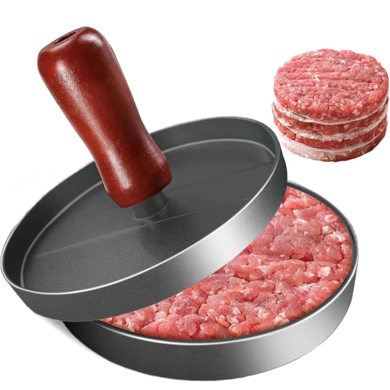 Pressa per Hamburger Macchina for Hamburger, tortino in Alluminio for Barbecue di Carne Manzo Fai da Te | Carta for stampi, pressa for hamburger antiaderente, accessori da cucina(Red)