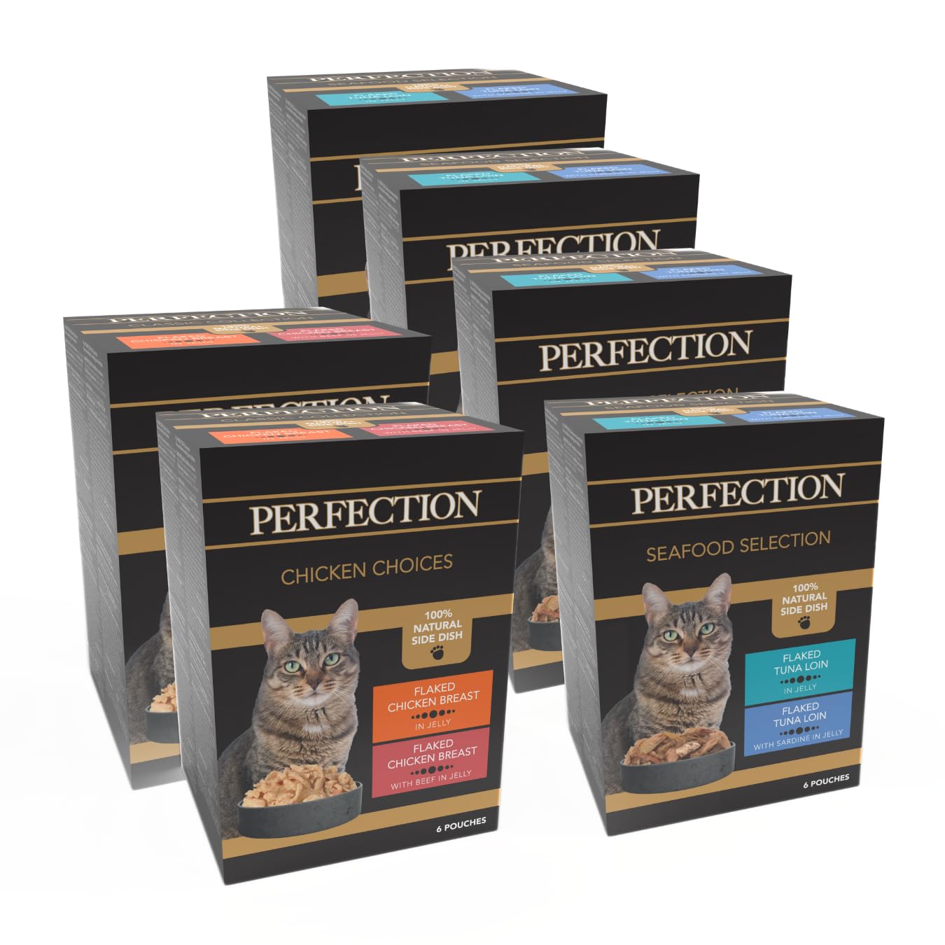 HiLife Perfection Adult Wet Cat Food, Mixed Multipack Chicken Choices (x12) / Seafood Selection (x24), Grain Free & Made With 100% Natural Ingredients (36 Pouches x 70g) — image 1