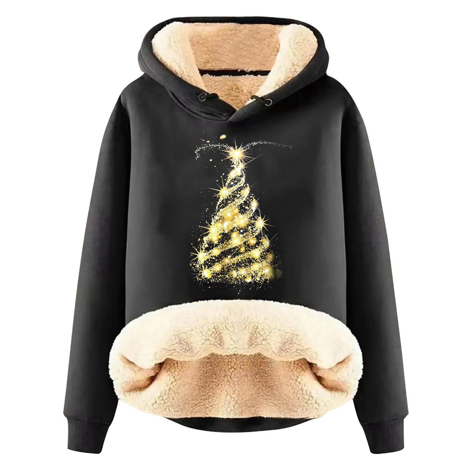 Festive Women's Fleece Hoodie for Holiday Season Comfortable