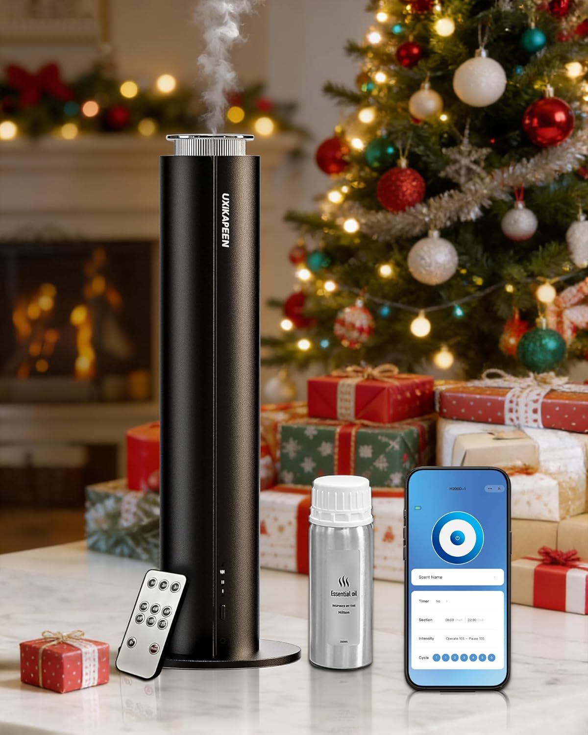 Difusor de Aceites Esenciales Sin Agua UXIKAPEEN, Inalámbrico, 2000 Sq.ft