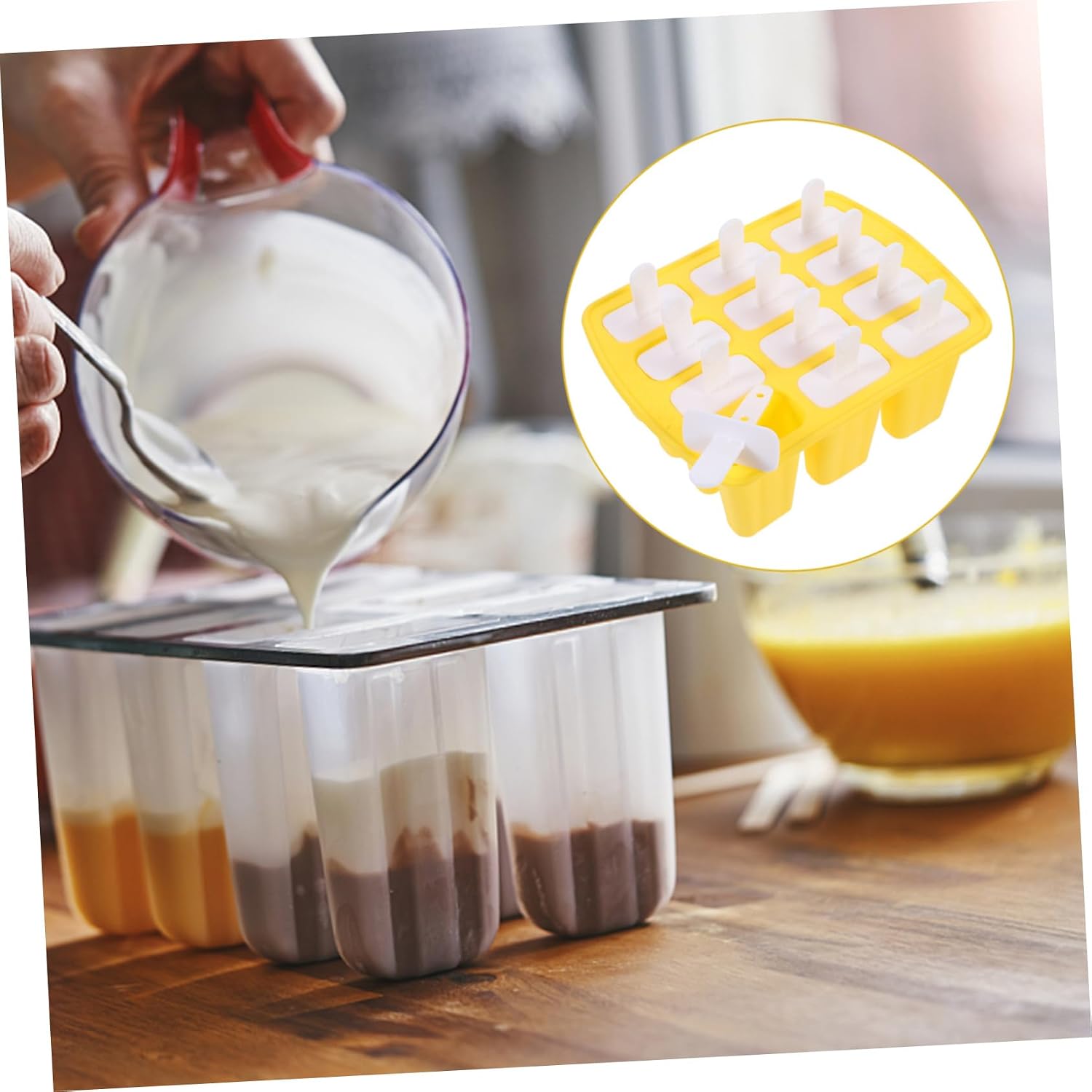 1 Set 12 Ice Tray Mold Fruit Ice Cream Making Ice Cream Maker Electric Trays Cubes Ice Pop Ice Cube Ice Pop Maker Yellow