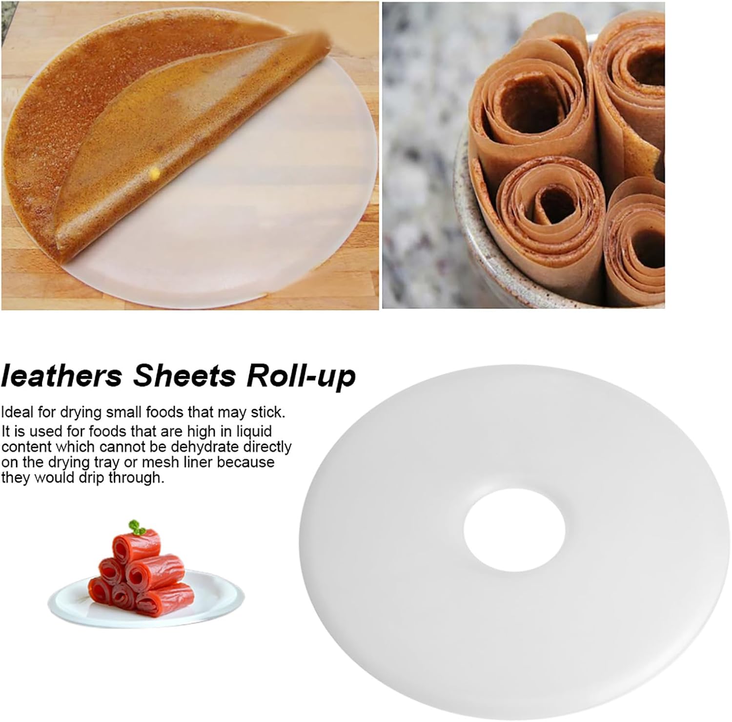 Fruit Roll Sheet, Silicone Dehydrator Non Stick Dehydrator Sheets Reusable Flexible Round for Fruit Dryer Mesh at Home