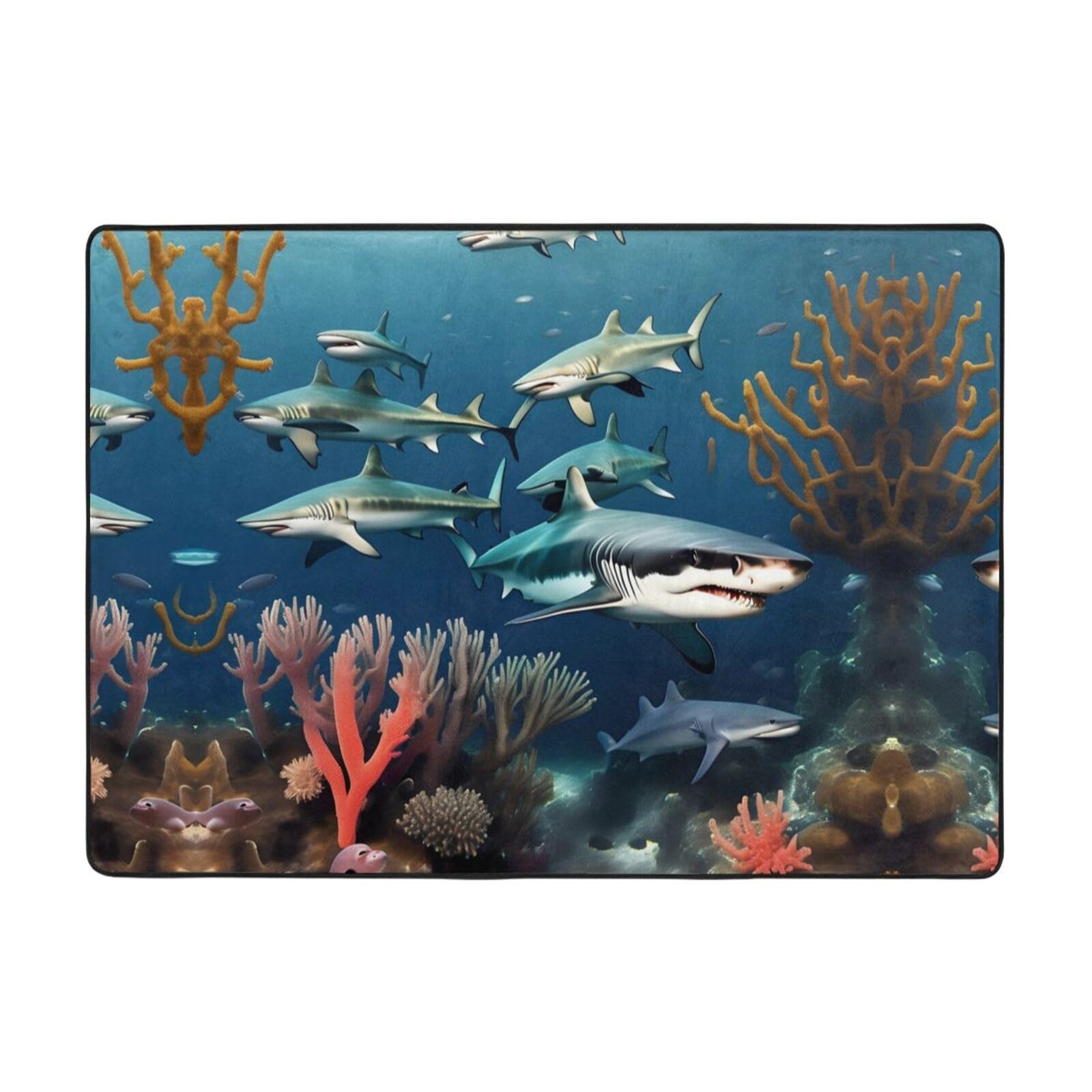 Tapis en flanelle requins 203x147 cm résistant aux taches