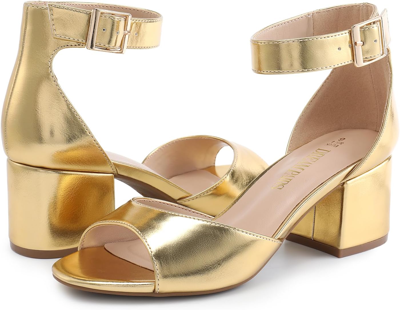 DREAM PAIRS Women Chunky Block Heels Open Toe Ankle Strap Buckle Comfortable Heeled Sandals Wedding Party Dress Shoes