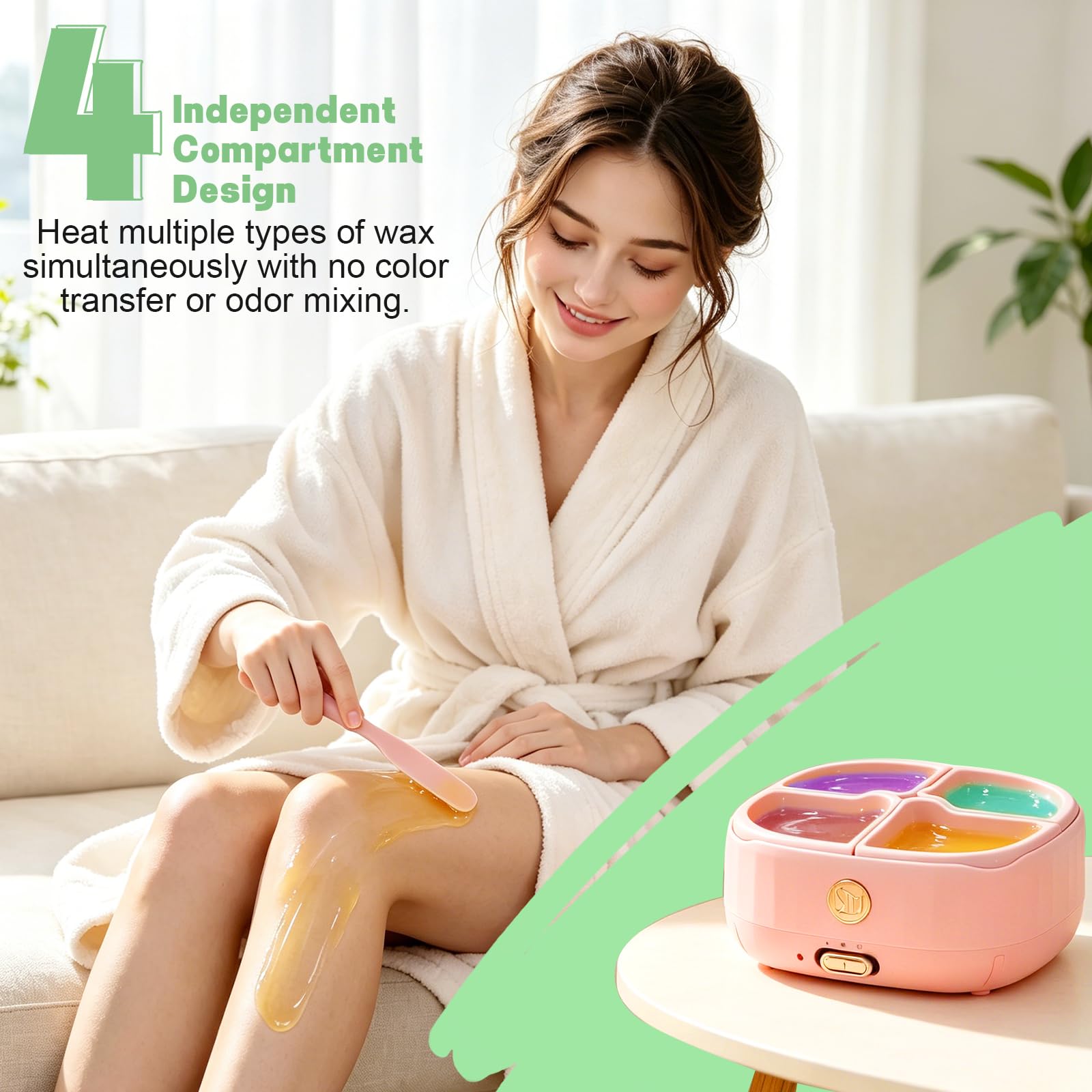 Yofuly - Scaldacera per depilazione, con 4 fodere rimovibili in silicone e 4 spatole per cera, mini vasetto elettrico per cera, per uso completo del corpo e del viso, kit di ceretta per donne e uomini