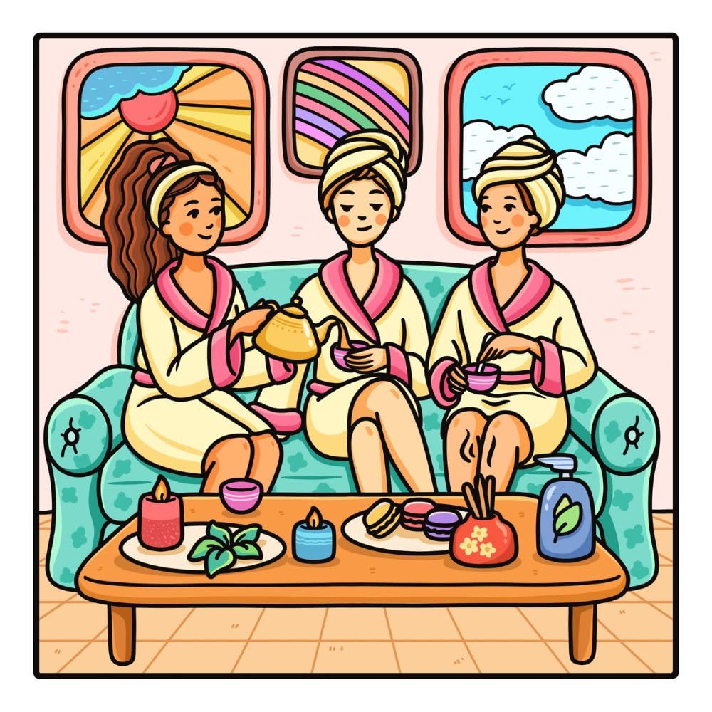 Bestie Moments: Coloring Book for Adults and Teens Featuring Cute & Girly Scenes for Relaxation - Image 3