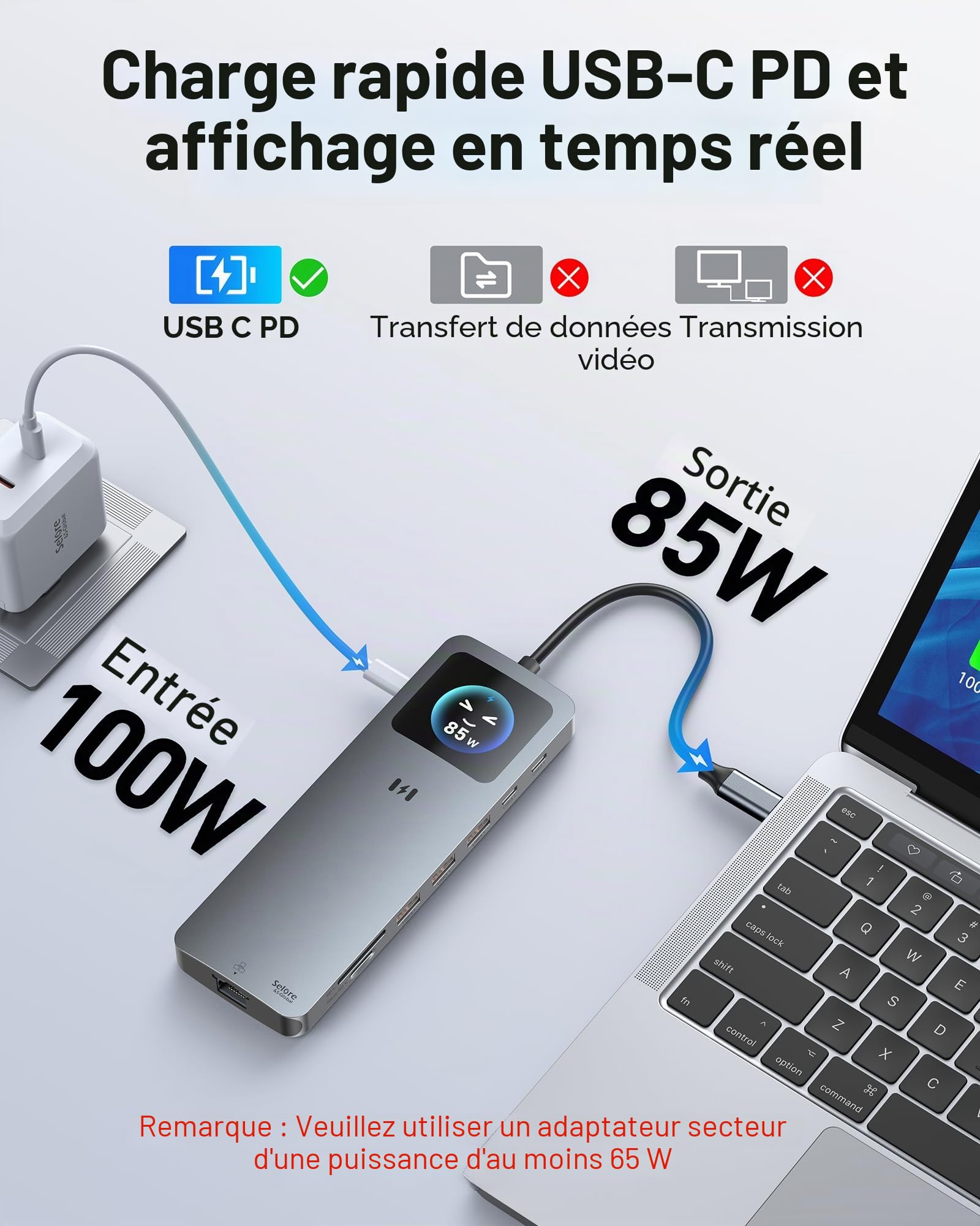 Station d'accueil USB C 3 HDMI pour ordinateur portable 3 moniteurs 13 en 1 Hub USB C Triple écran avec 3 ports HDMI 4 K, Ethernet 2,5 G, PD 100 W, 5 x 10 Gbps USB 3.1, écran intelligent, SD/TF pour
