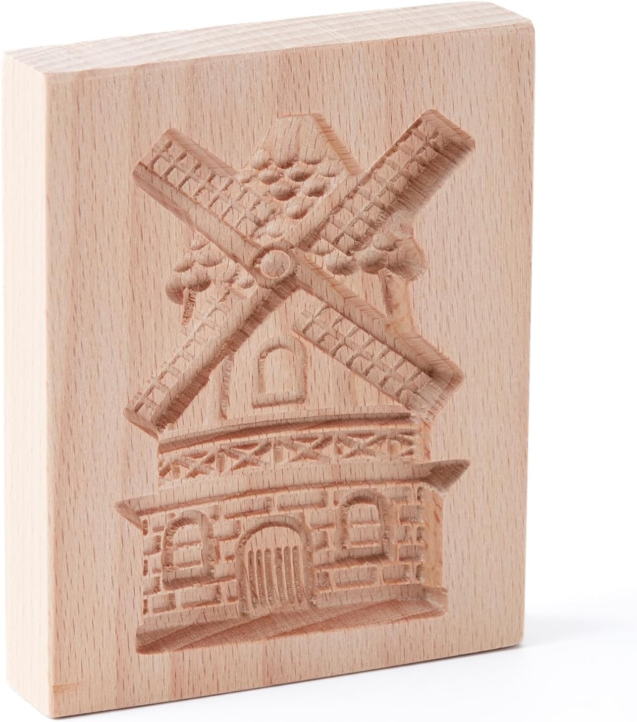 Wooden Windmill Speculoos Cookie Mold, Hand-Carved Press