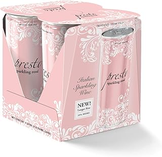 Presto Sparkling Rose Prosecco, Sparkling Wine, 250 mL Cans, 4 Pack