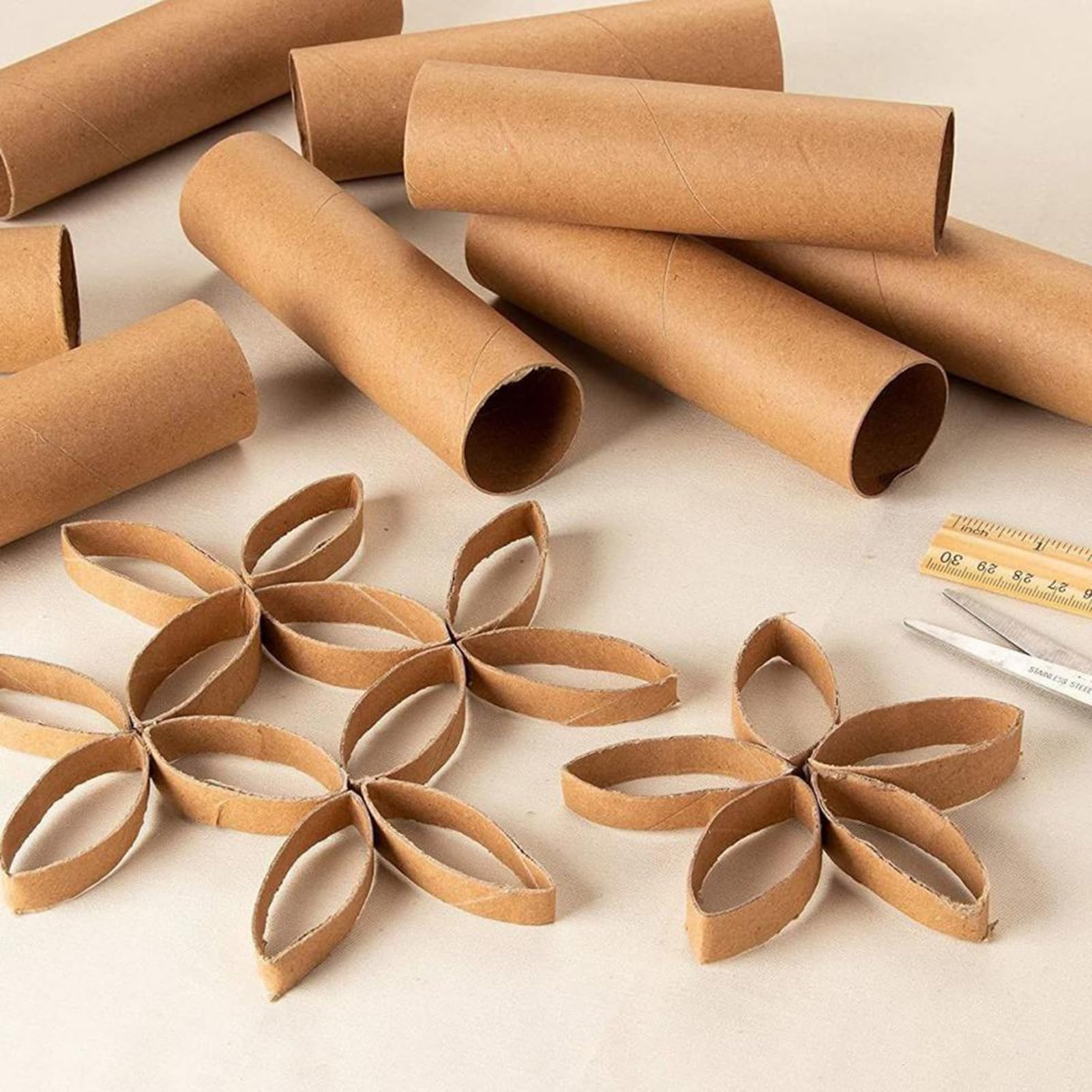 Toilettenpapierrollen, 20 Stück, Tube für Heimwerker, Handwerk, Kunstprojekte, stabile langlebige Pappröhren, handgefertigtes Zubehör, kreativ, dekorativ, braun, 15 cm