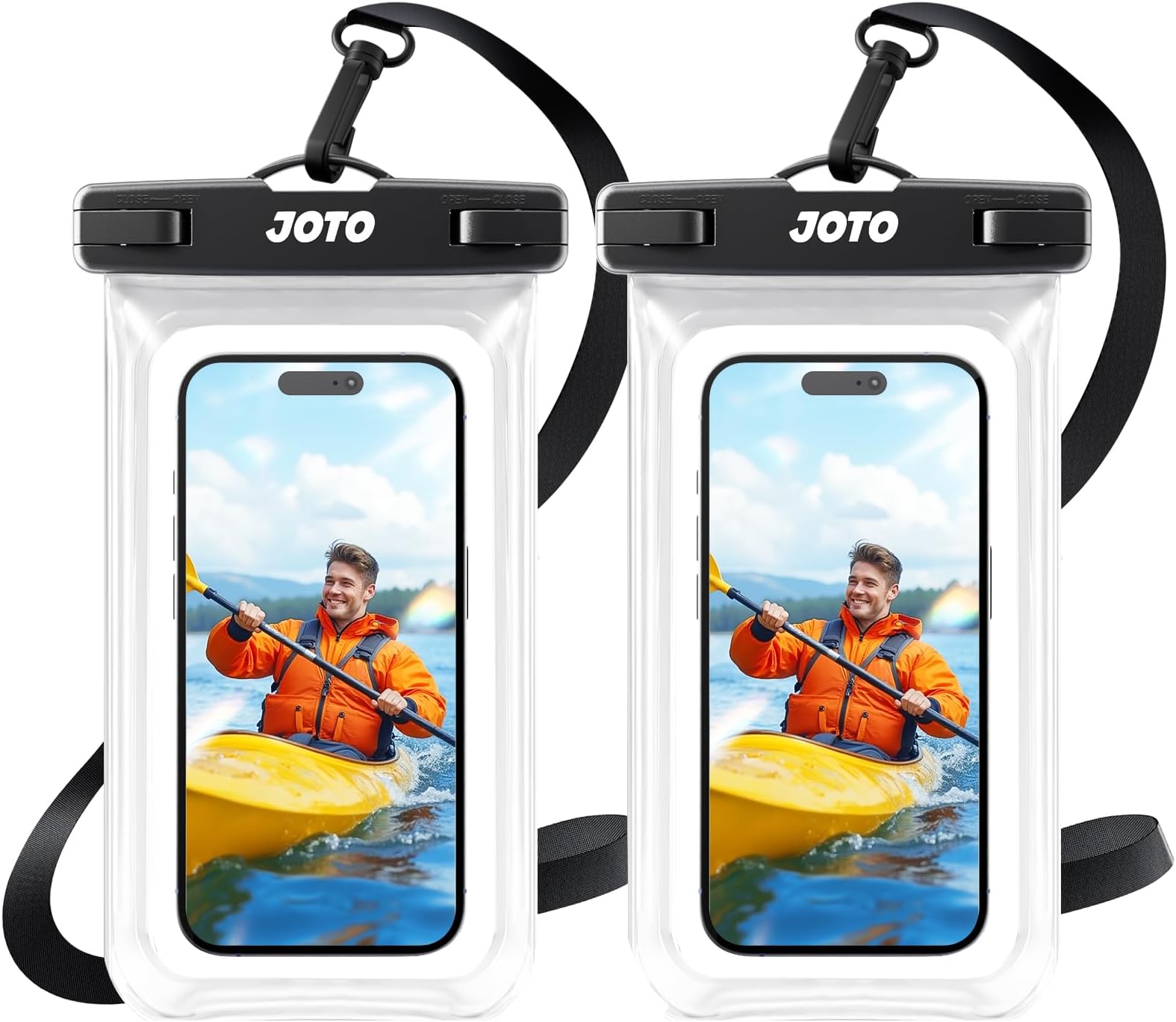 JOTO 2 Pack Waterproof Phone Pouch Case Up to 7", IPX8 Underwater Phone Case Cellphone Dry Bag for iPhone 17/Air 16 15 14 13 12 Pro Max Xs Max XR X 8 7 6S Plus SE/Galaxy S24 S23 S22 -Clear