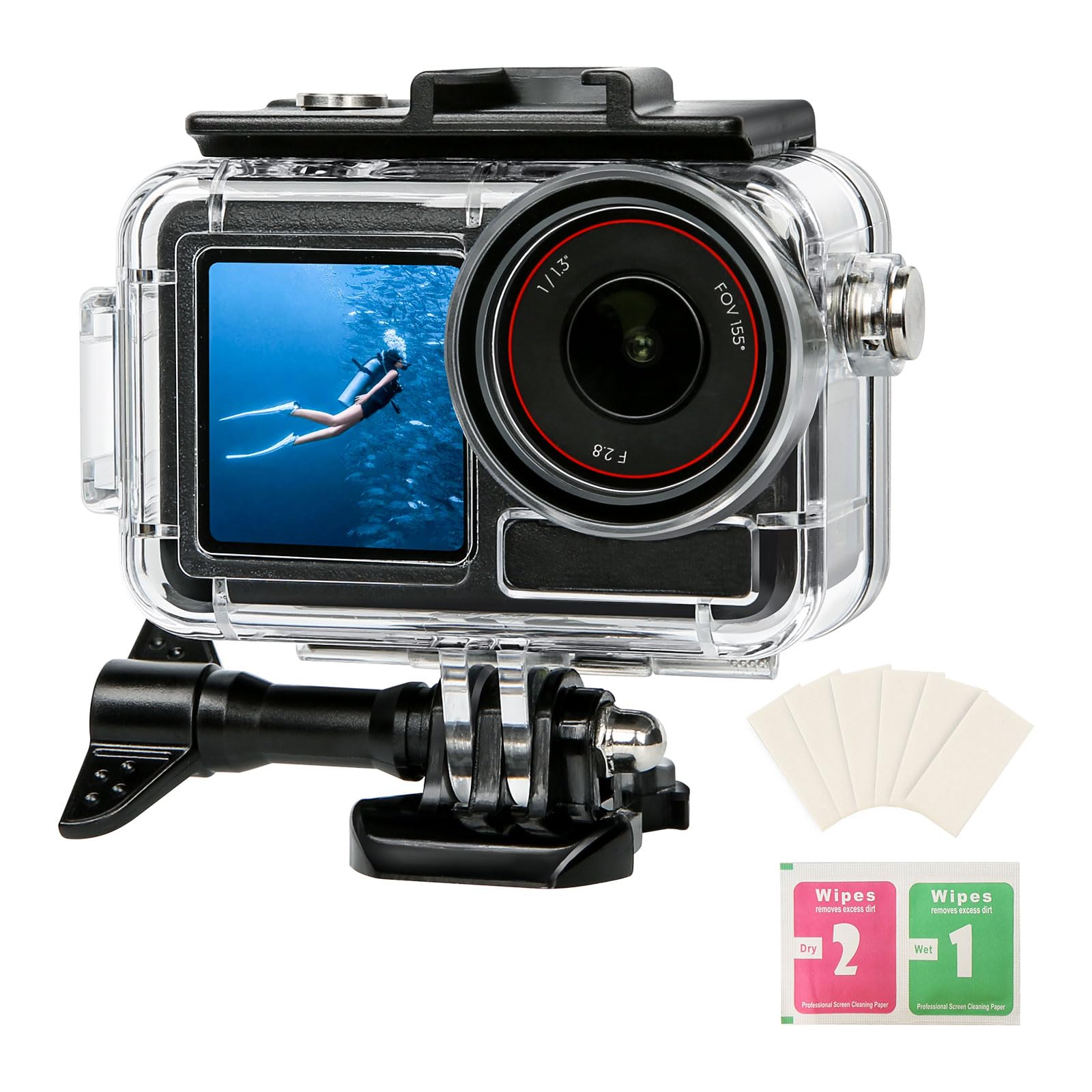 LetonPower Waterproof Diving Housing for DJI Osmo Action 3/4/5 Pro - 164FT/50M Underwater Case with Mount, Protective Dive Case Shell Compatible for Osmo Action 5 Pro Action 4 Action 3