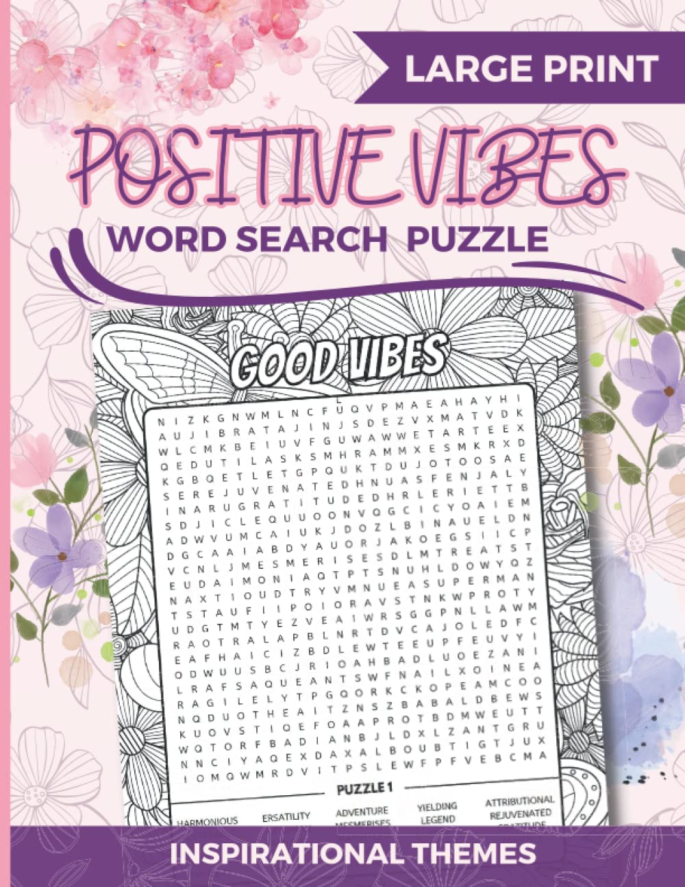 positive vibes word Search Puzzle - Iinspirational word search book: inspirational word search - word search coloring book