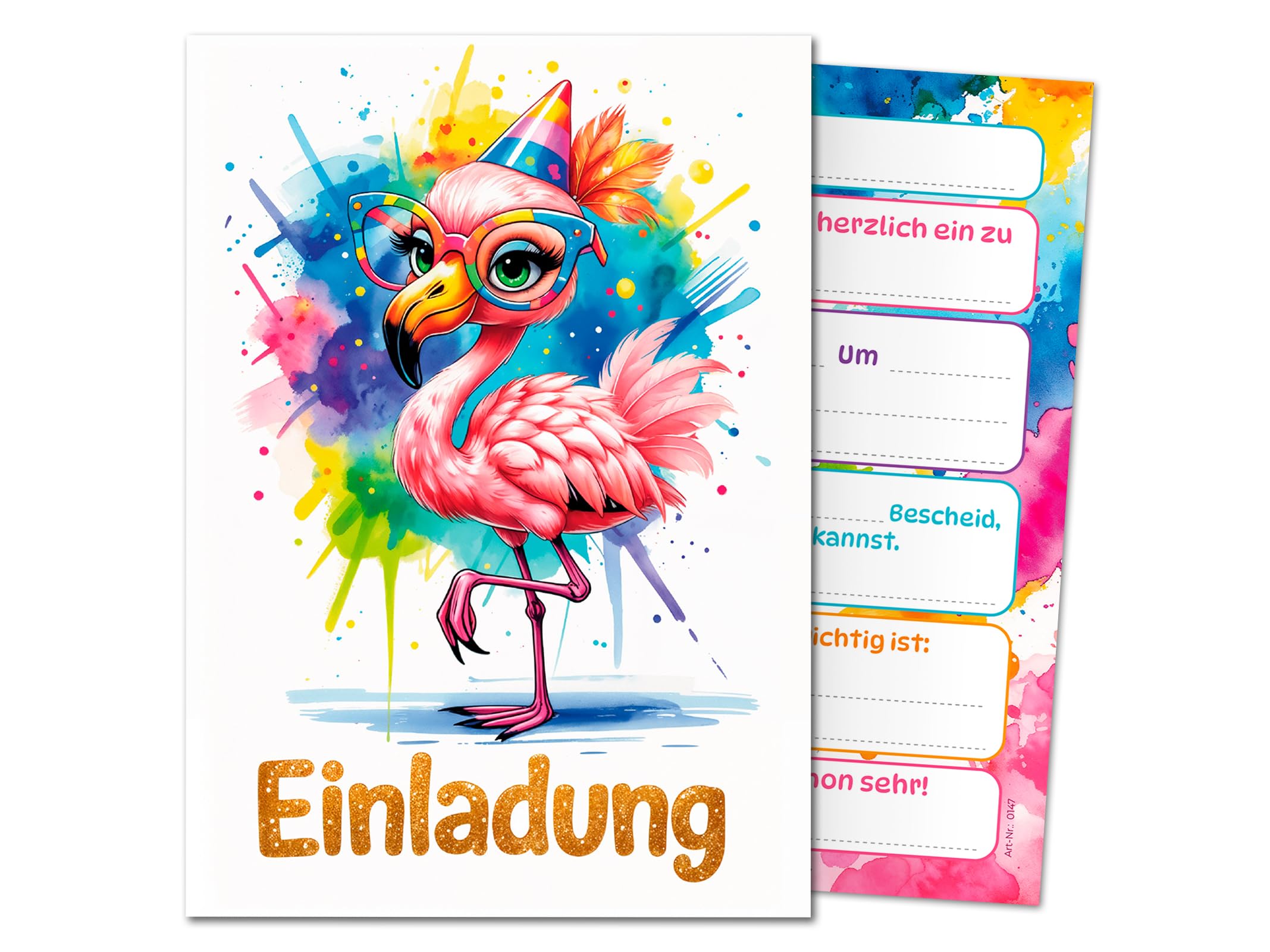JuNa-Experten 12 Einladungskarten zum Kindergeburtstag Mädchen Kinder Tiere Flamingo coole Einladungen Geburtstag Mädchengeburtstag Jungsgeburtstag Geburtstagseinladungen Taufe Einschulung