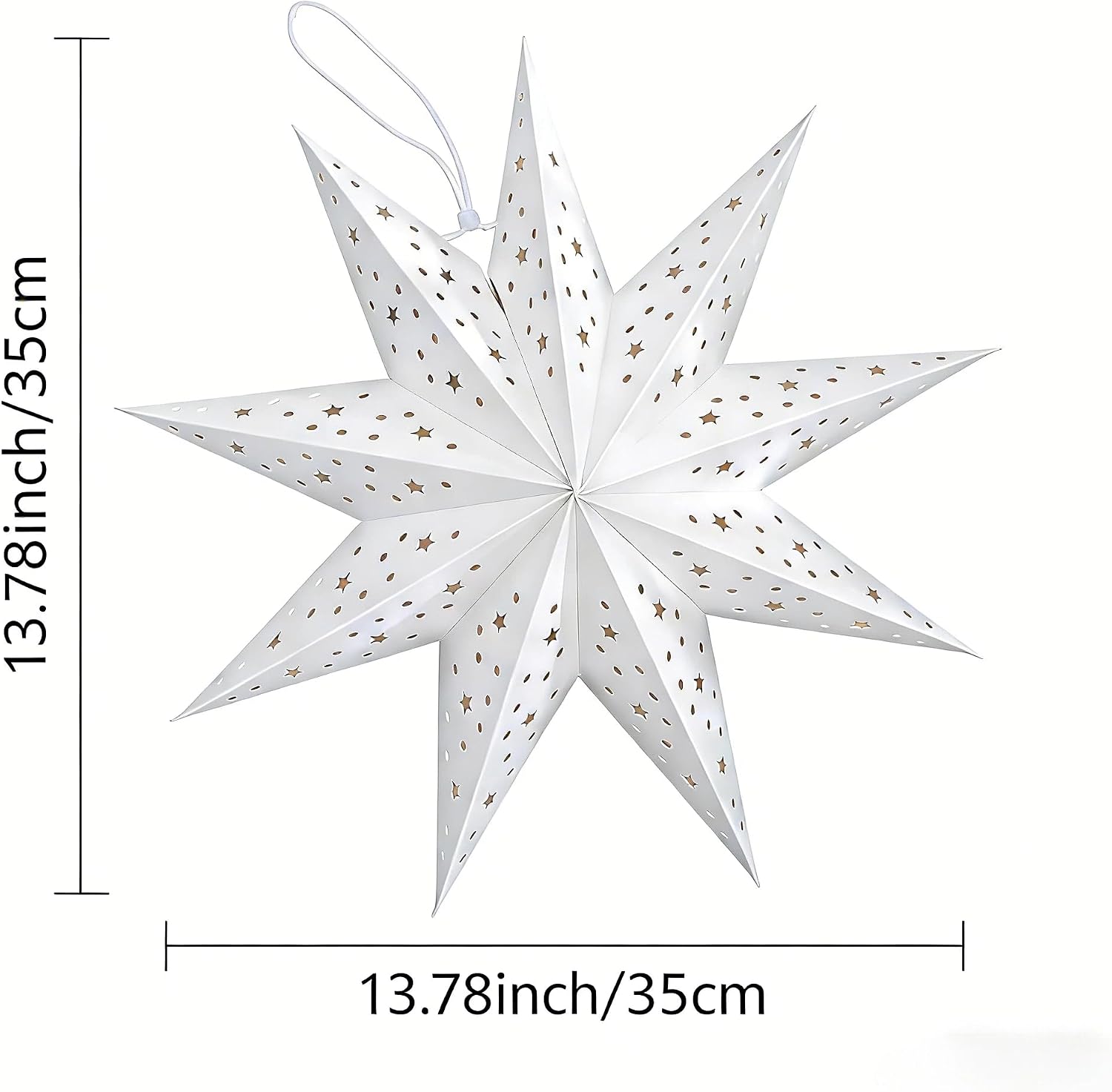 3Pcs Paper Star Lantern,Hollow Hanging Lampshade with 9 Pointed Star Hanging Decorations for Christmas New Year Wedding Party Holiday Birthday
