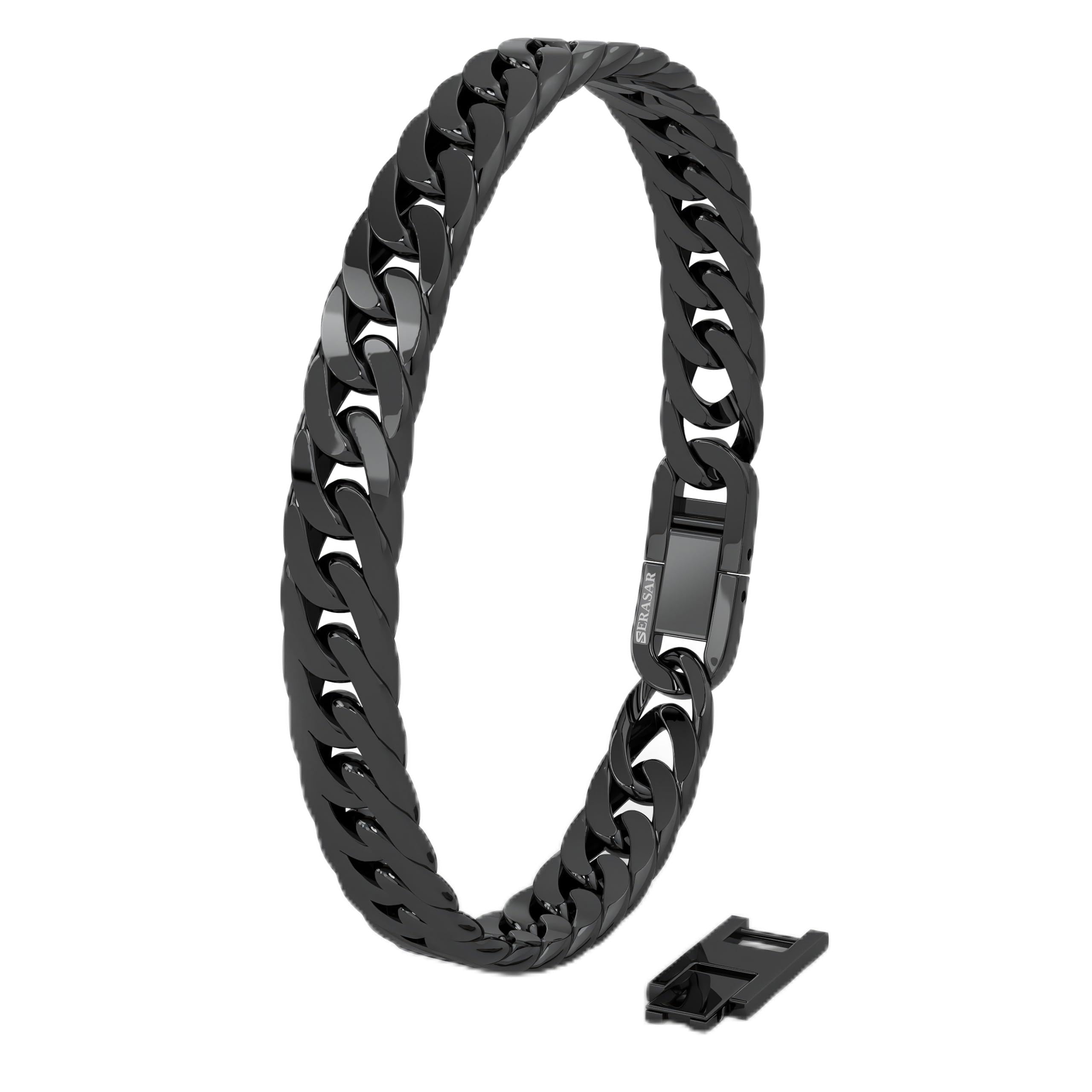 SERASAR Men's Bracelet Black Stainless Steel Bangle Jewellery Gift for Men Gifts Armband