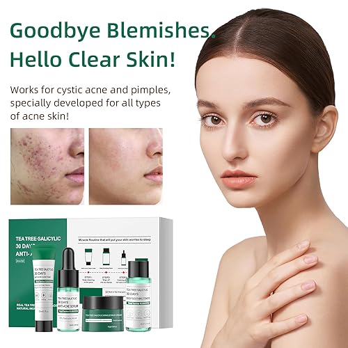 Miniatura 2 de Tea Tree - Juego de cuidado facial de ácido salicílico para el cuidado de la piel, juego de regalo de tamaño de viaje, tratamiento hormonal quístico