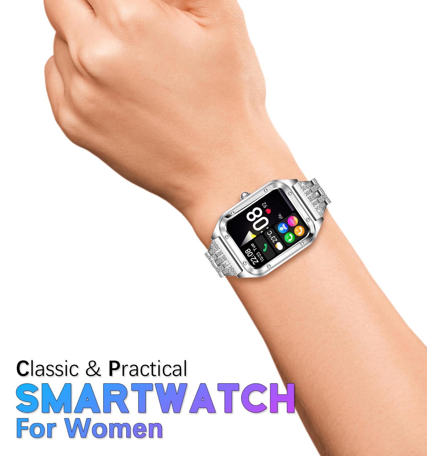 Reloj inteligente para mujer, 1.59 pulgadas, Full Touch, reloj inteligente para mujer con seguimiento de la salud femenina, monitor de frecuencia cardíaca, reloj inteligente deportivo impermeable para