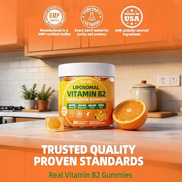 Vitamin B2 Gummies, Liposomal Riboflavin 400mg for Head & Energy